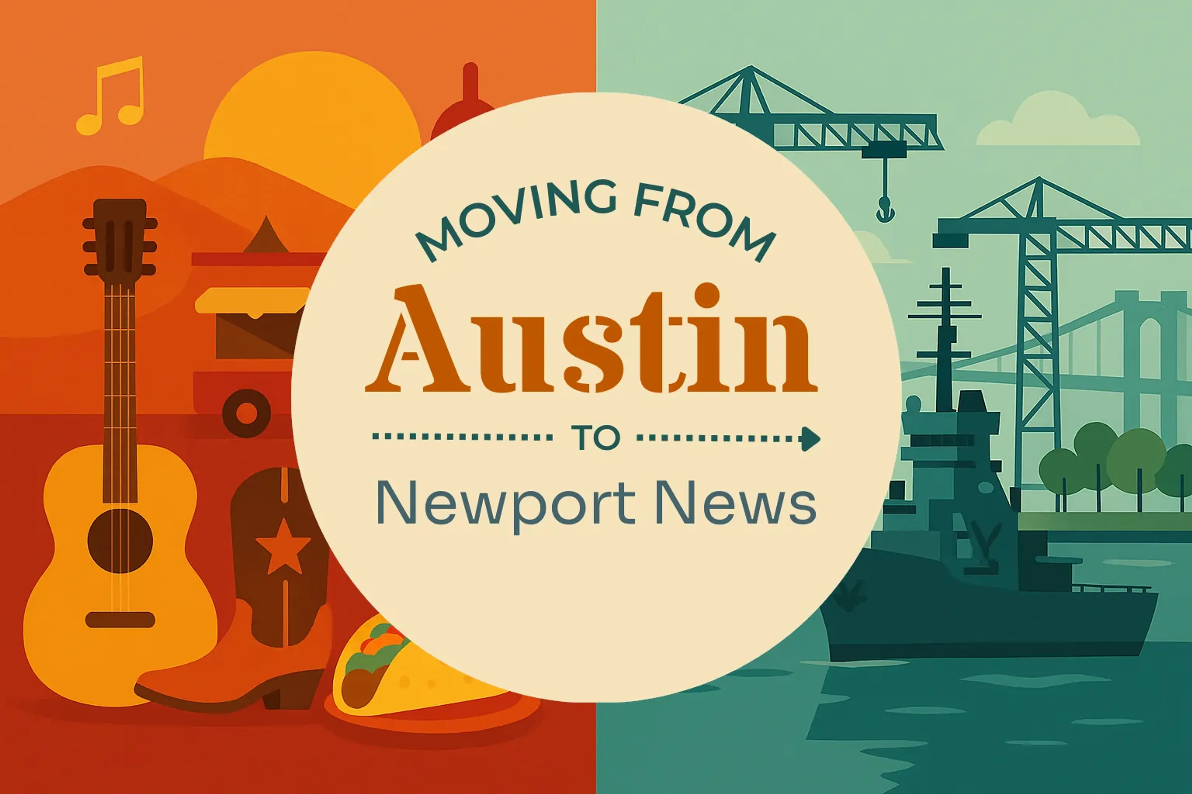 Side-by-side comparison of Austin to Newport News moving companies