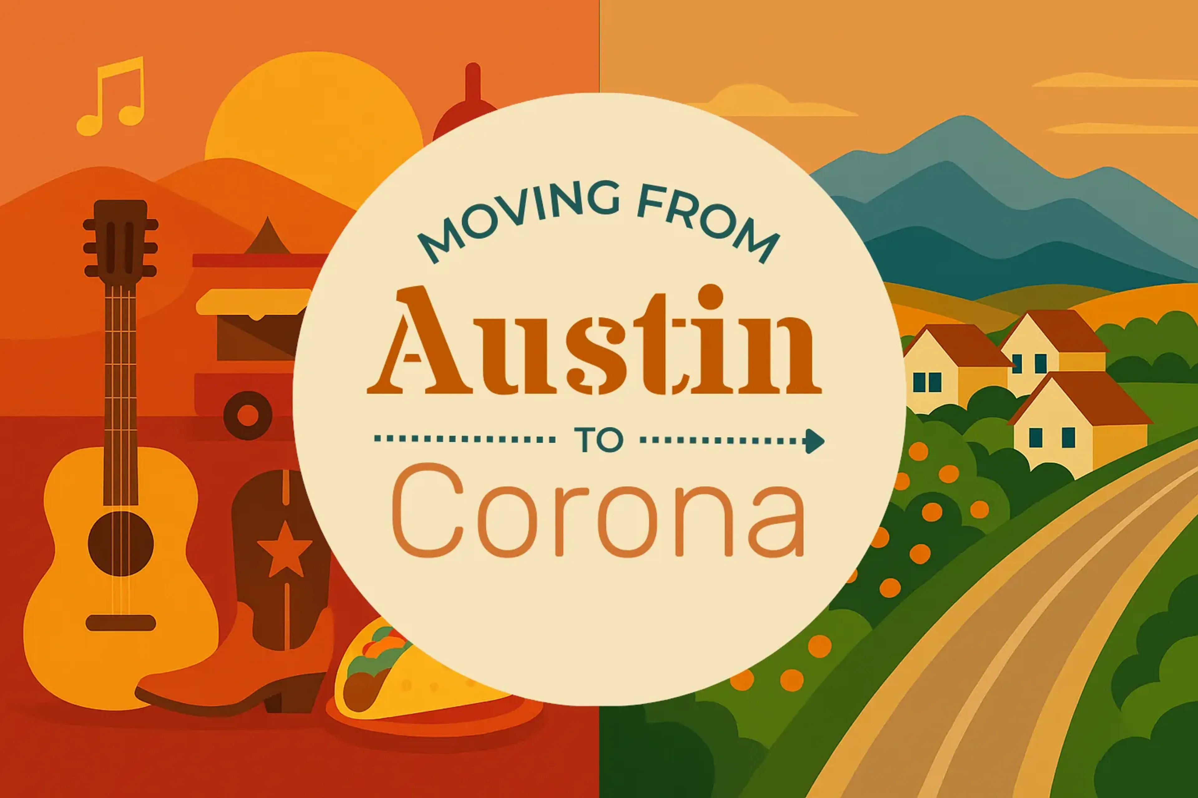 Side-by-side comparison of Austin to Corona moving companies