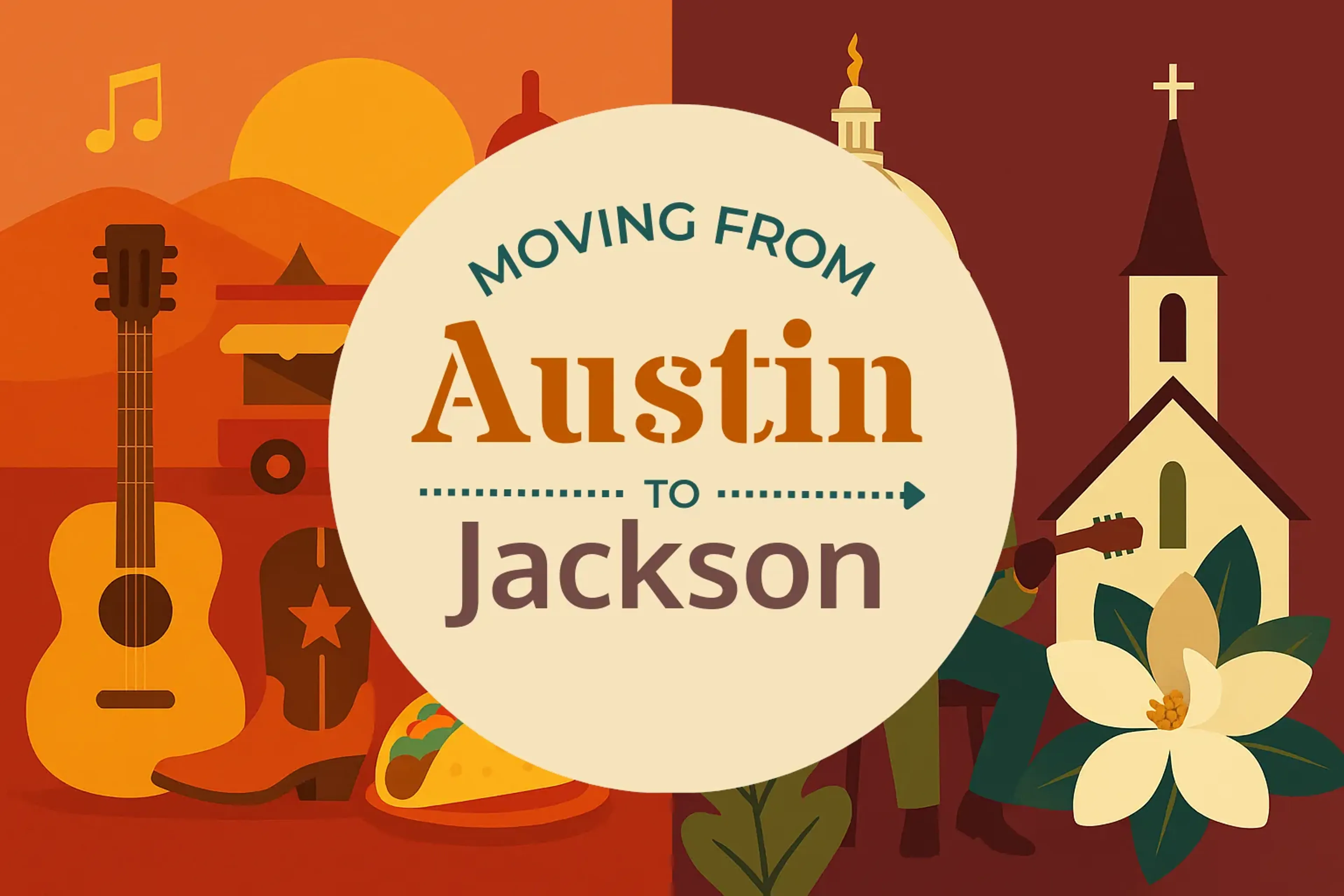 Side-by-side comparison of Austin to Jackson moving companies