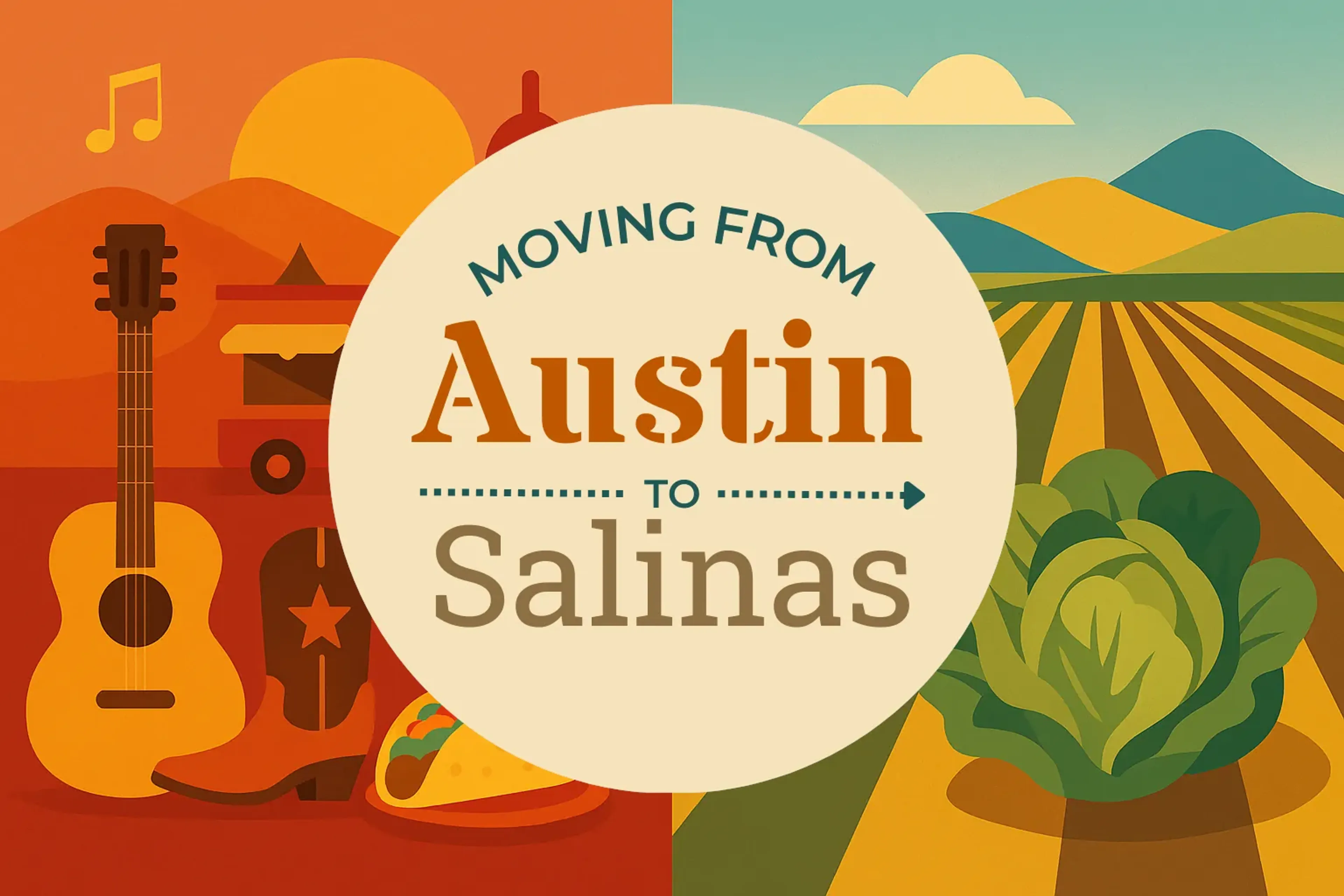 Side-by-side comparison of Austin to Salinas moving companies