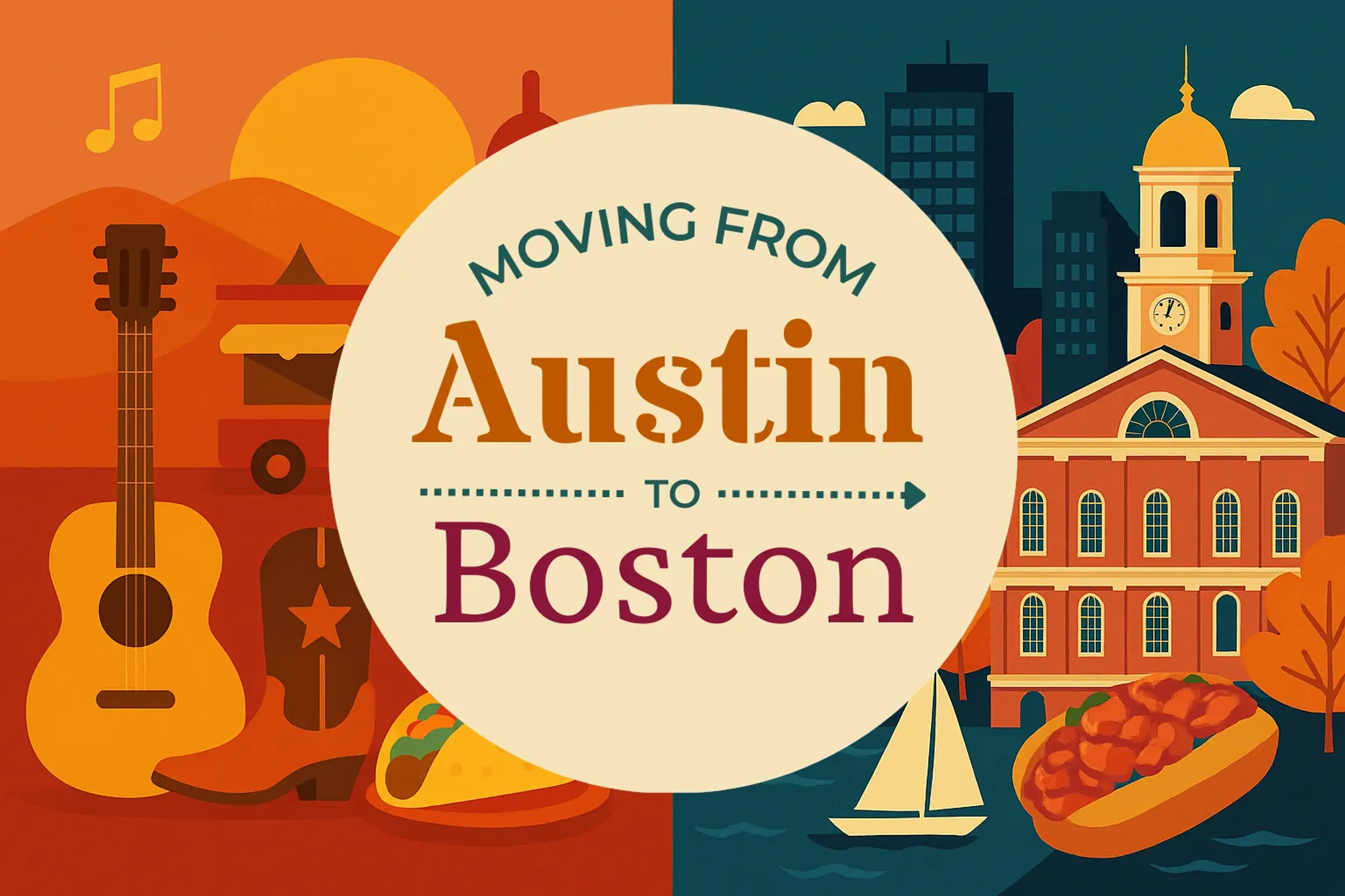Side-by-side comparison of Austin to Boston moving companies