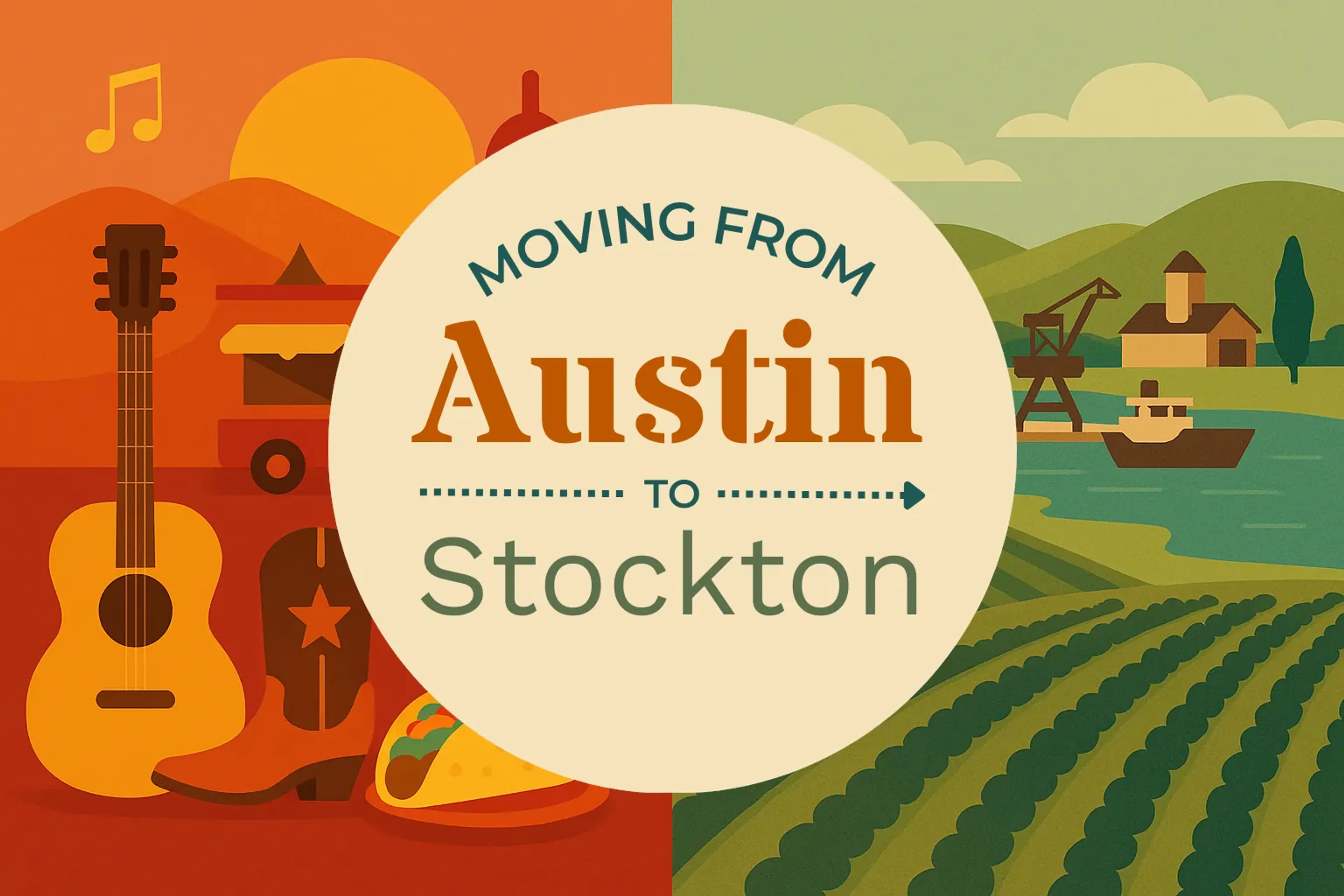 Side-by-side comparison of Austin to Stockton moving companies
