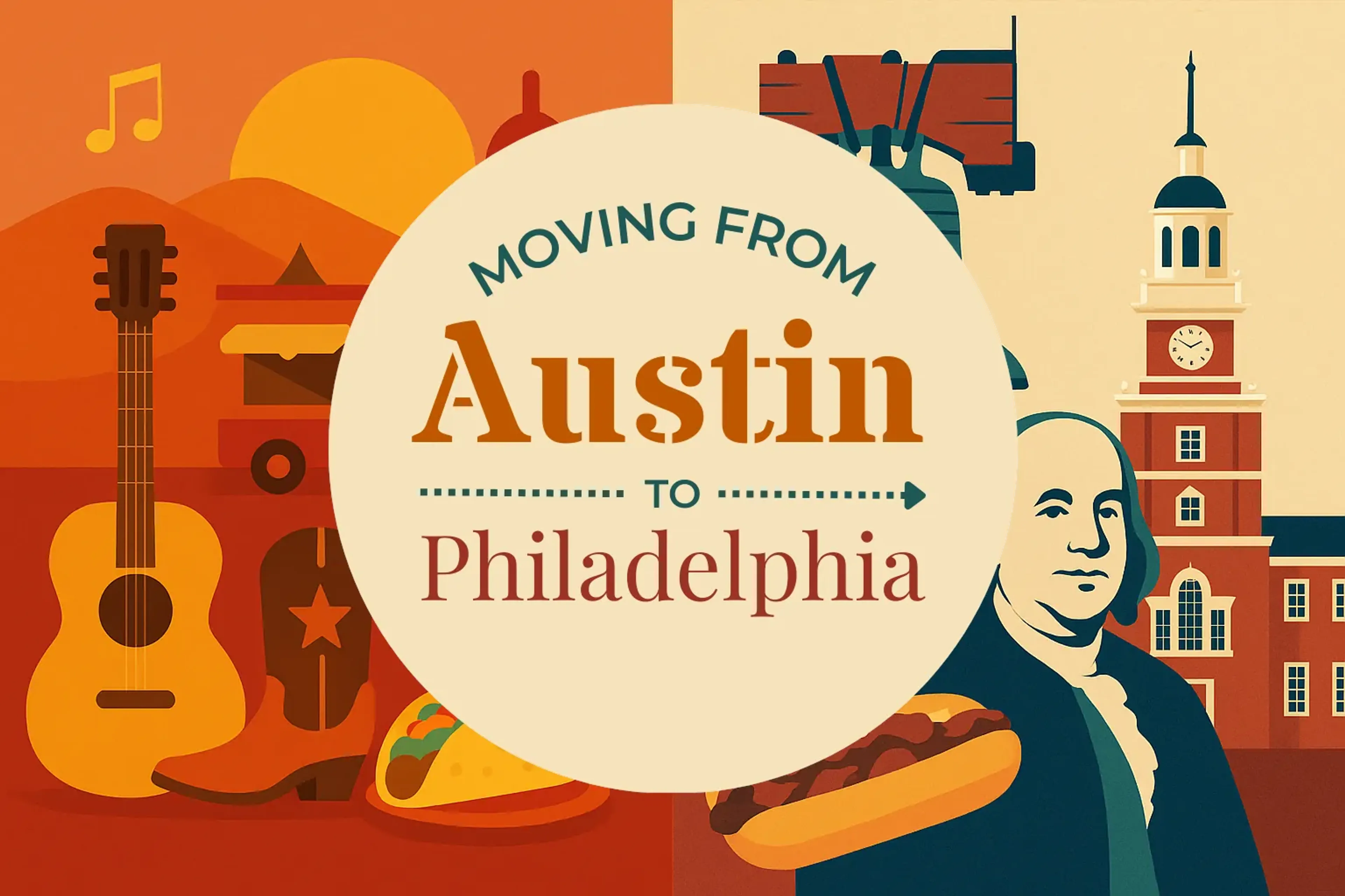 Side-by-side comparison of Austin to Philadelphia moving companies