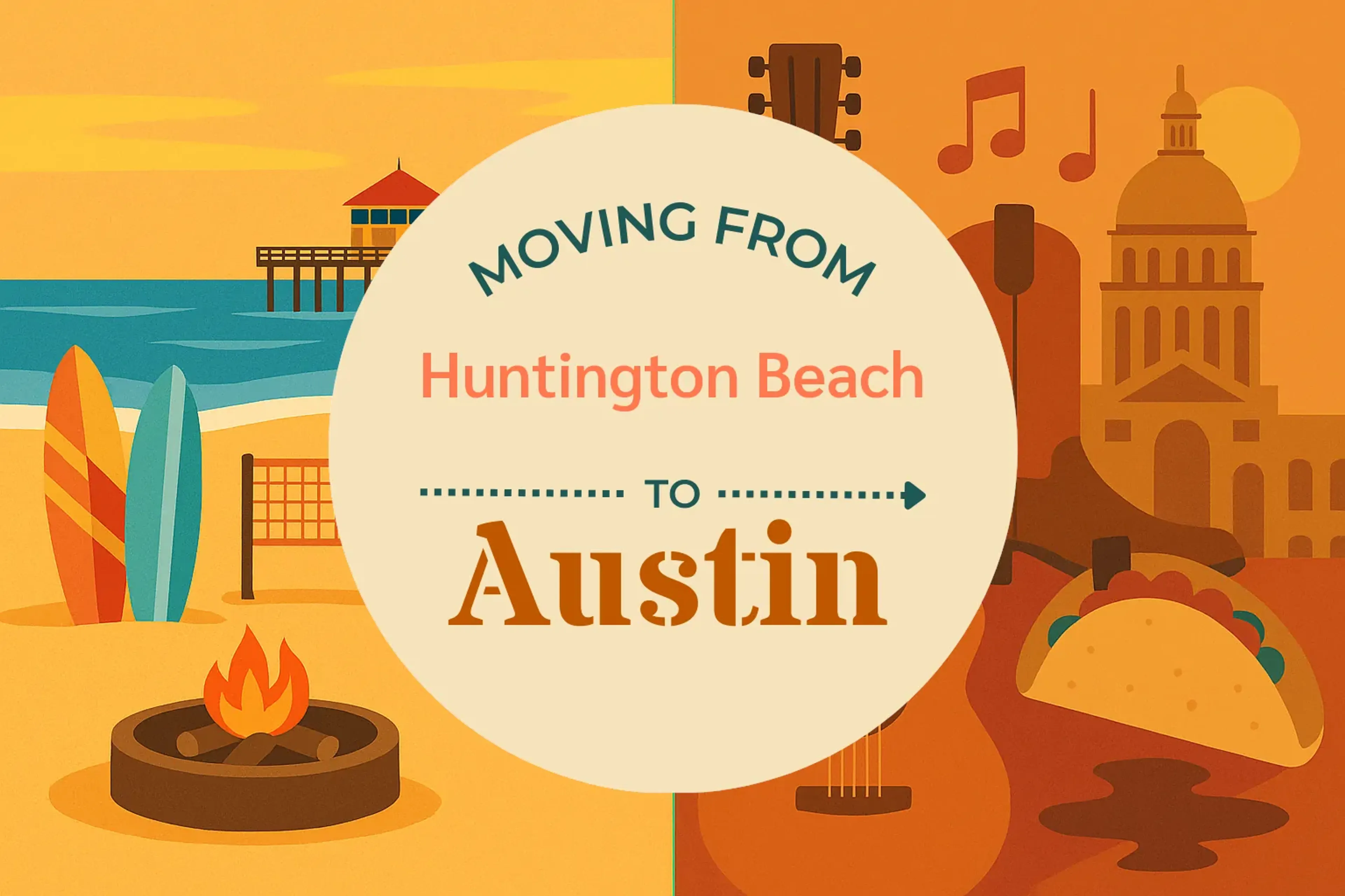 Side-by-side comparison of Huntington Beach to Austin moving companies