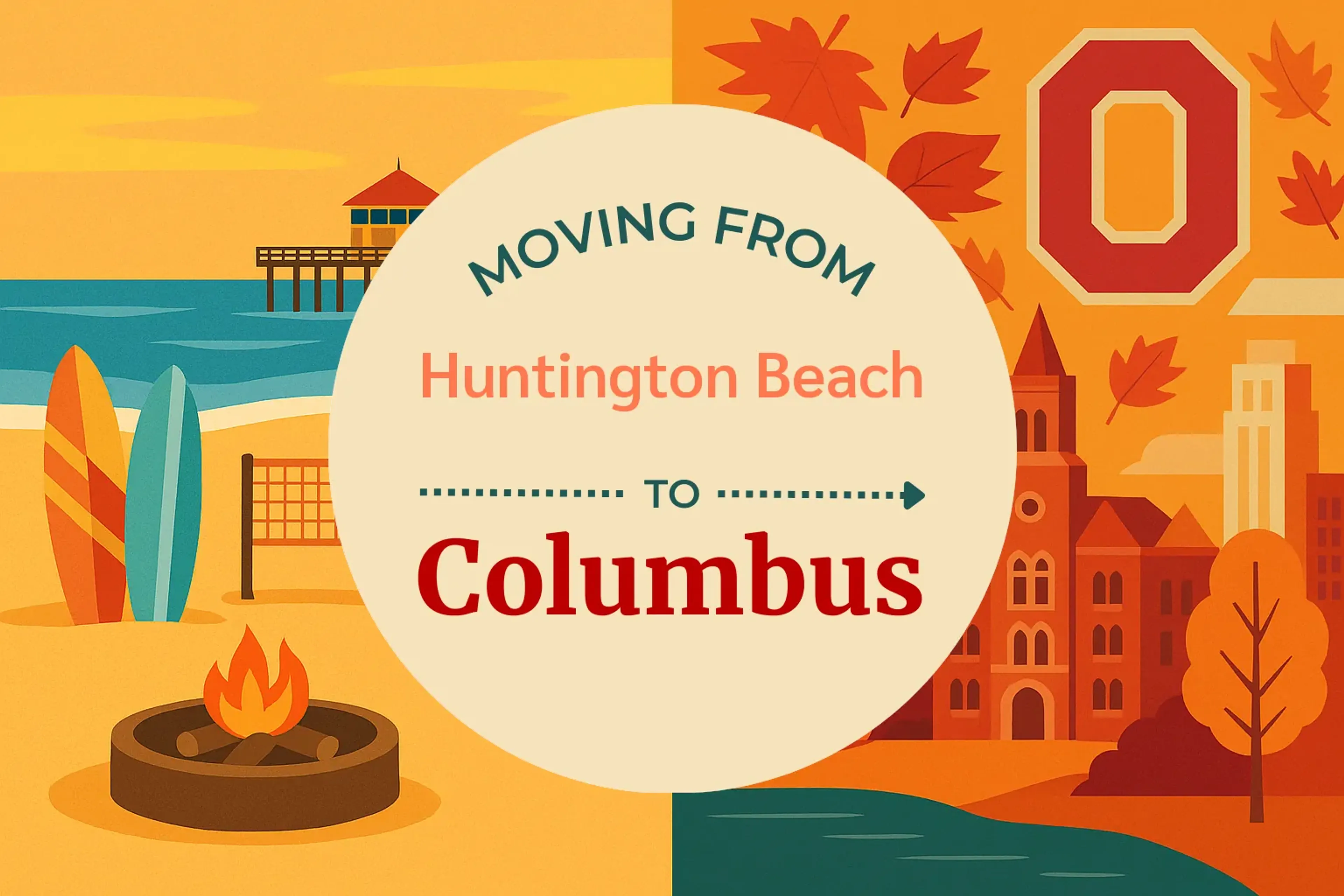 Side-by-side comparison of Huntington Beach to Columbus moving companies