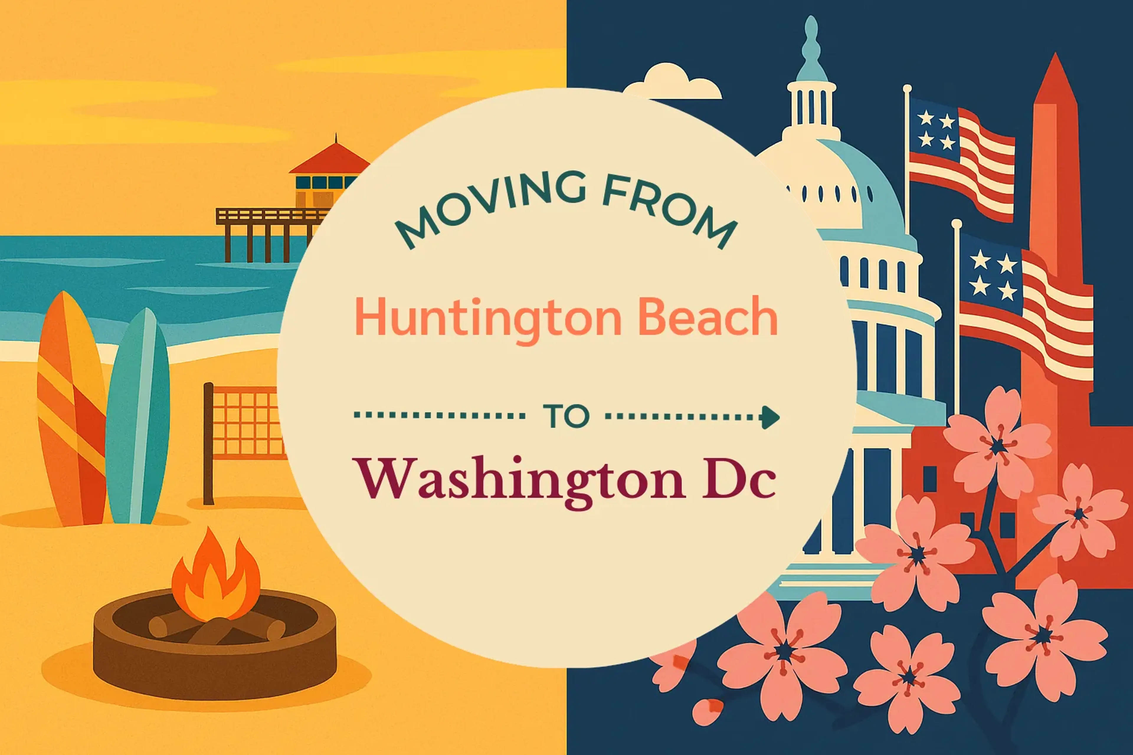 Side-by-side comparison of Huntington Beach to Washington DC moving companies