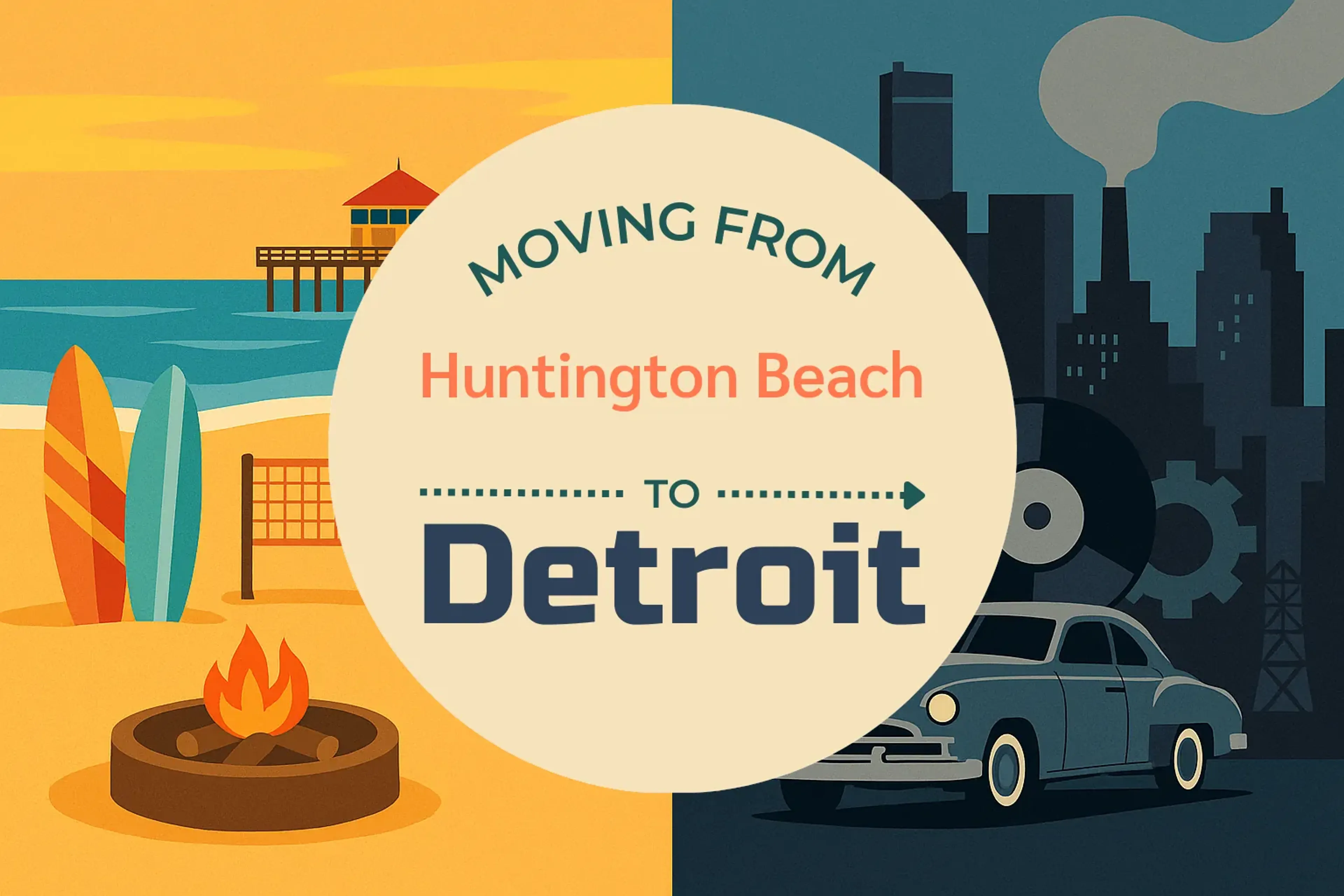 Side-by-side comparison of Huntington Beach to Detroit moving companies
