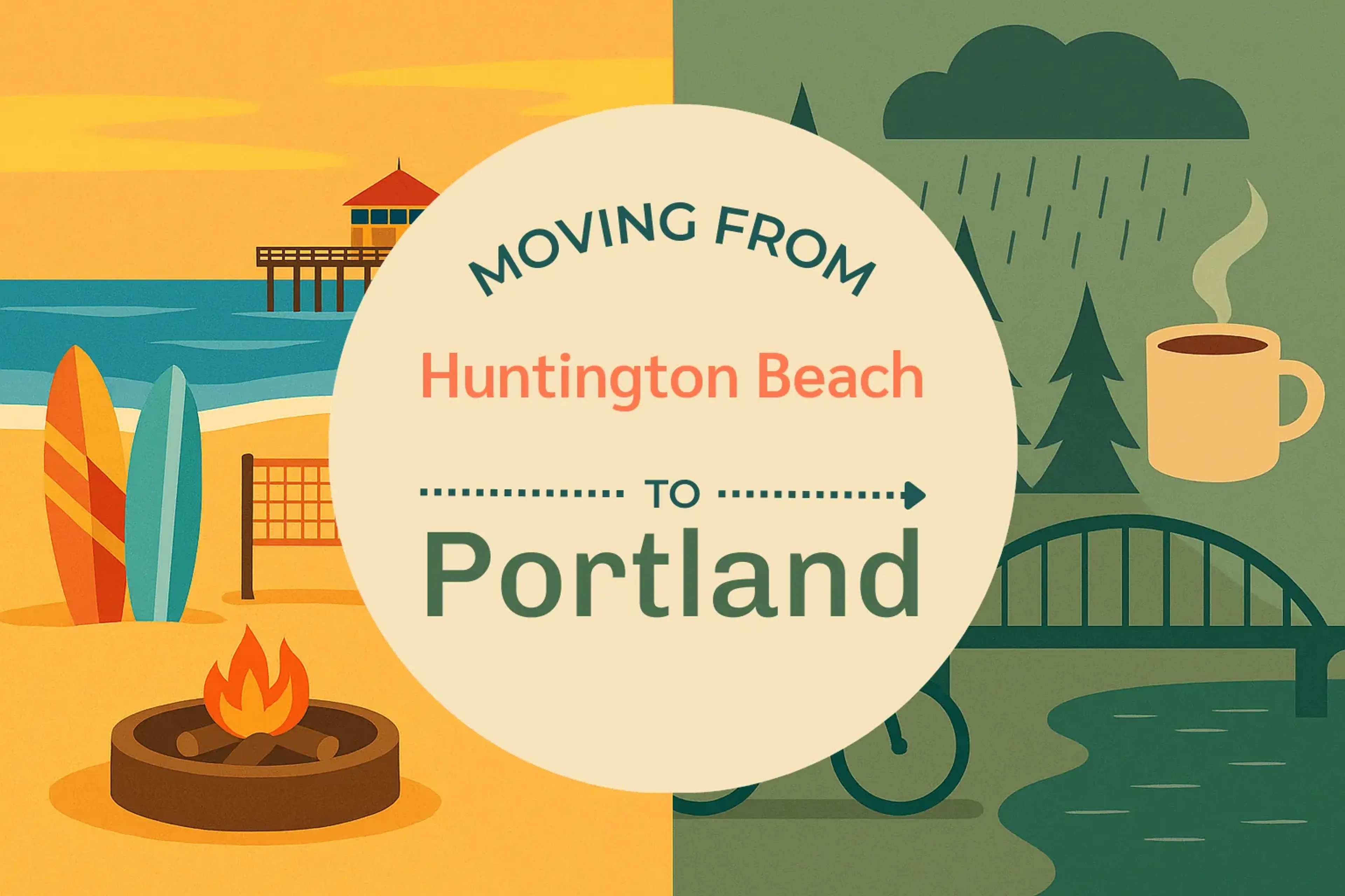 Side-by-side comparison of Huntington Beach to Portland moving companies