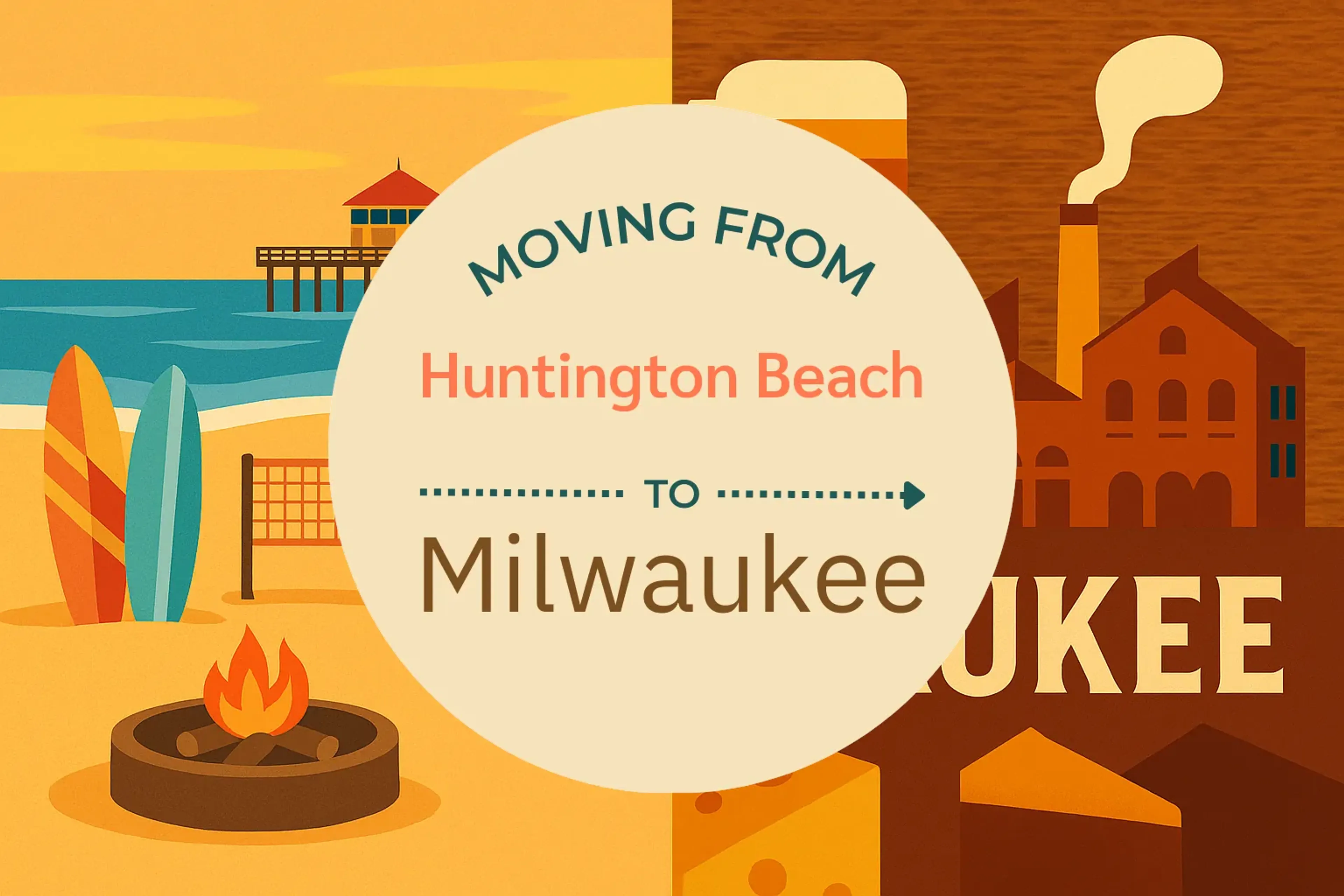 Side-by-side comparison of Huntington Beach to Milwaukee moving companies
