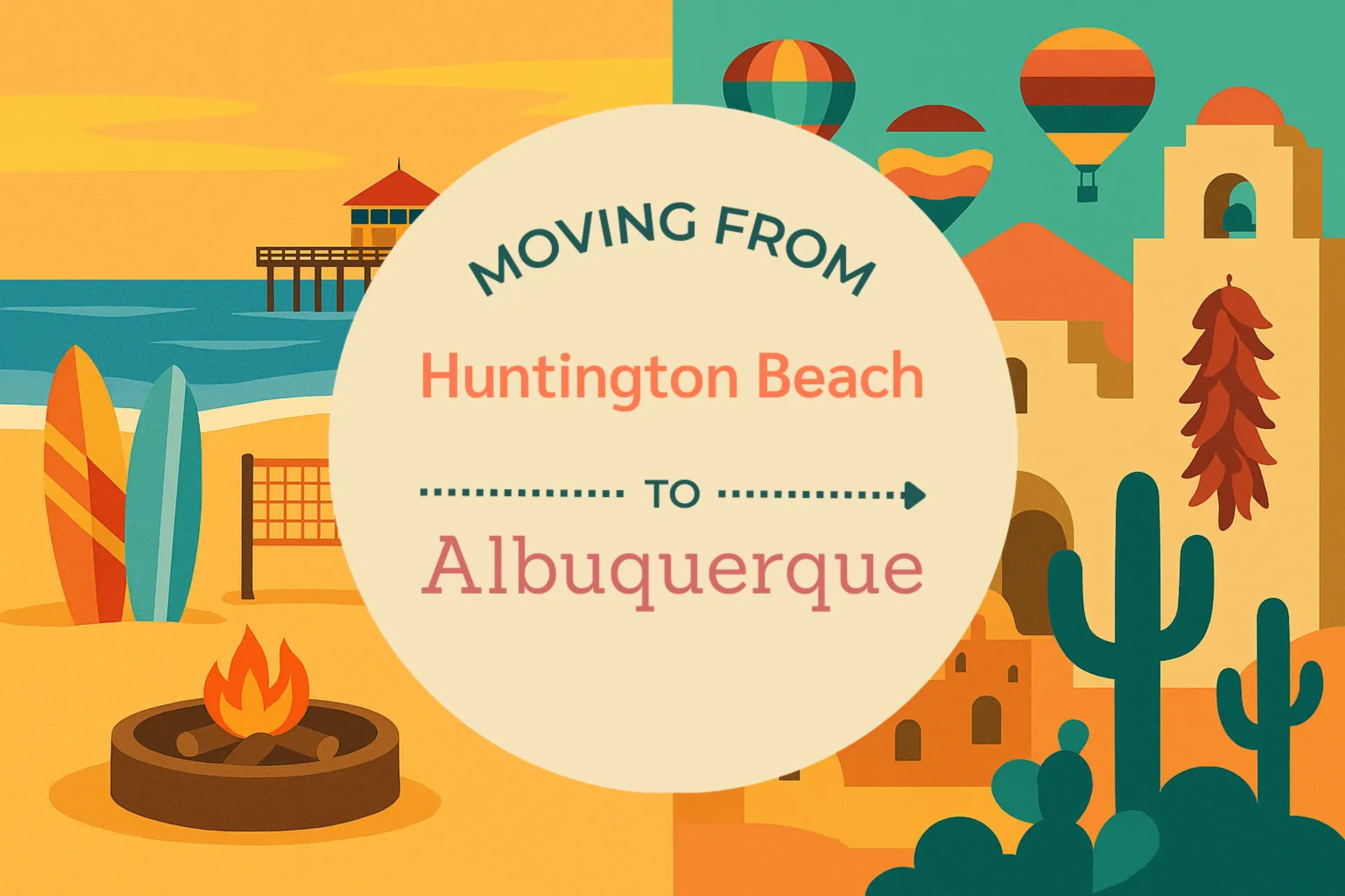 Side-by-side comparison of Huntington Beach to Albuquerque moving companies
