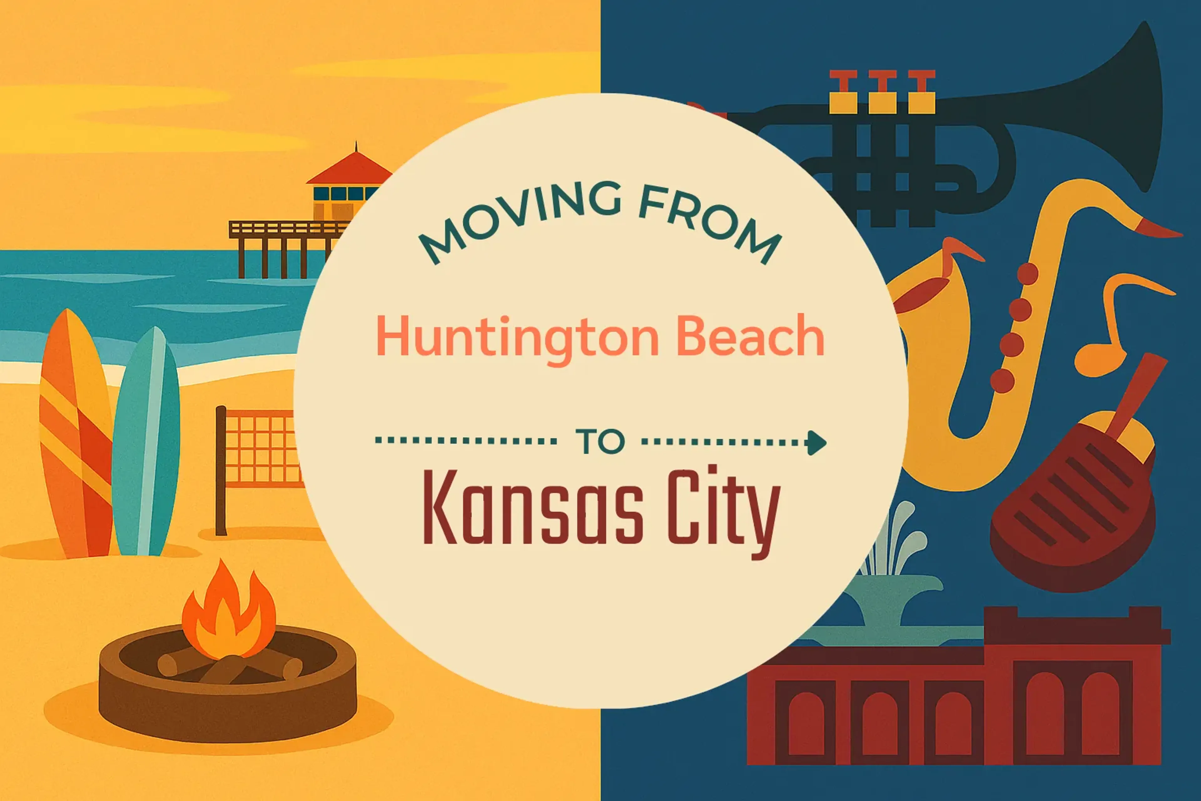 Side-by-side comparison of Huntington Beach to Kansas City moving companies