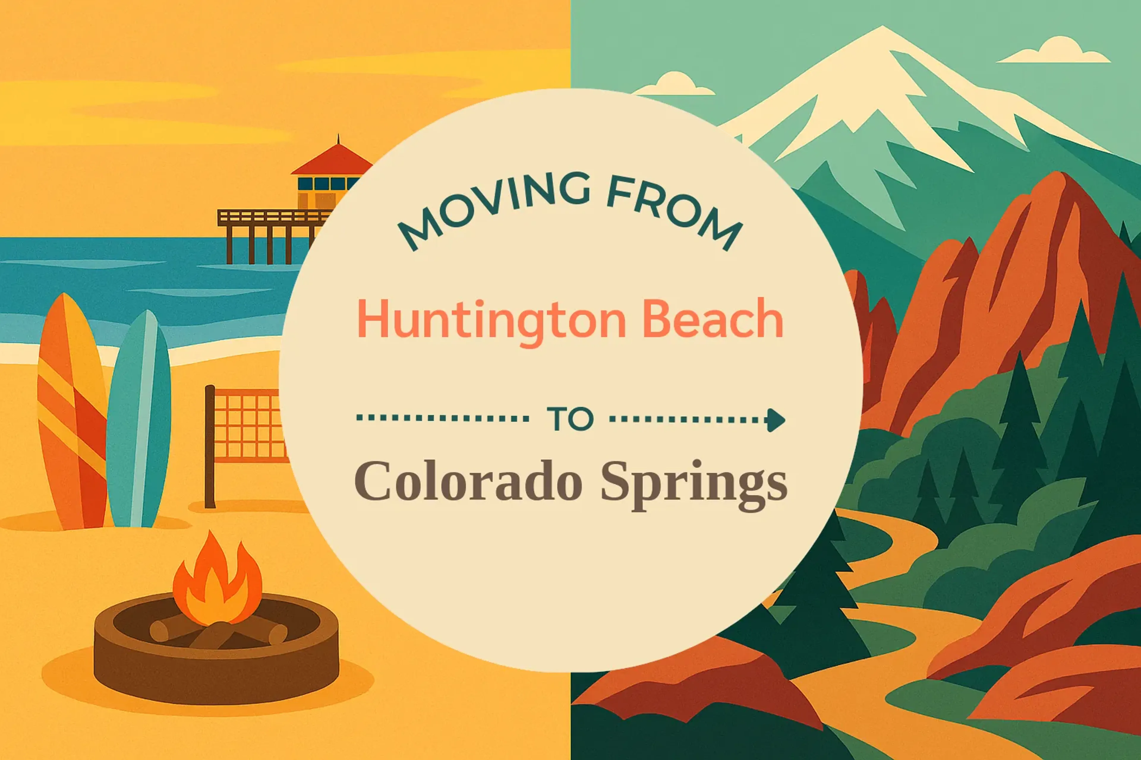 Side-by-side comparison of Huntington Beach to Colorado Springs moving companies