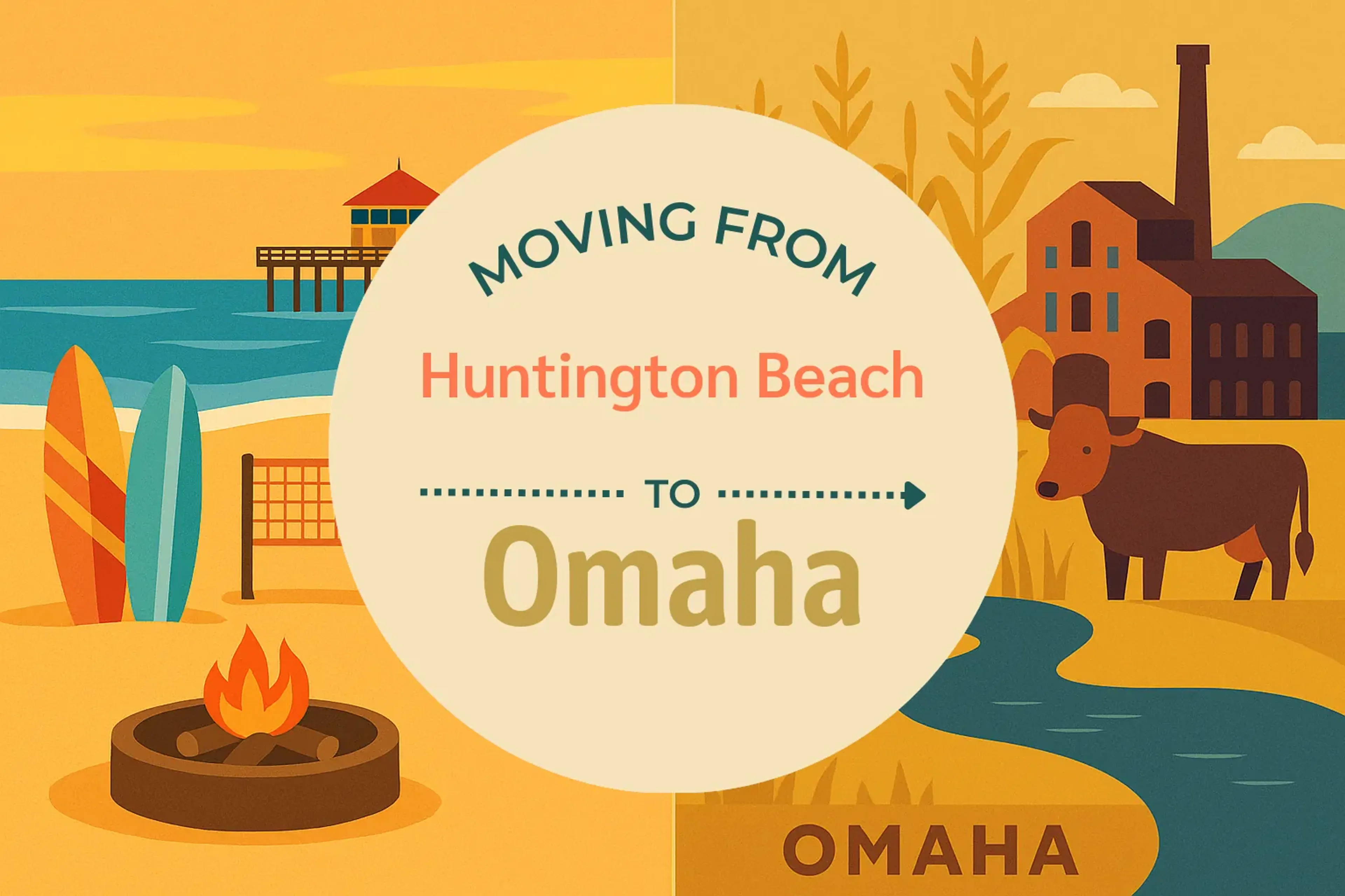 Side-by-side comparison of Huntington Beach to Omaha moving companies