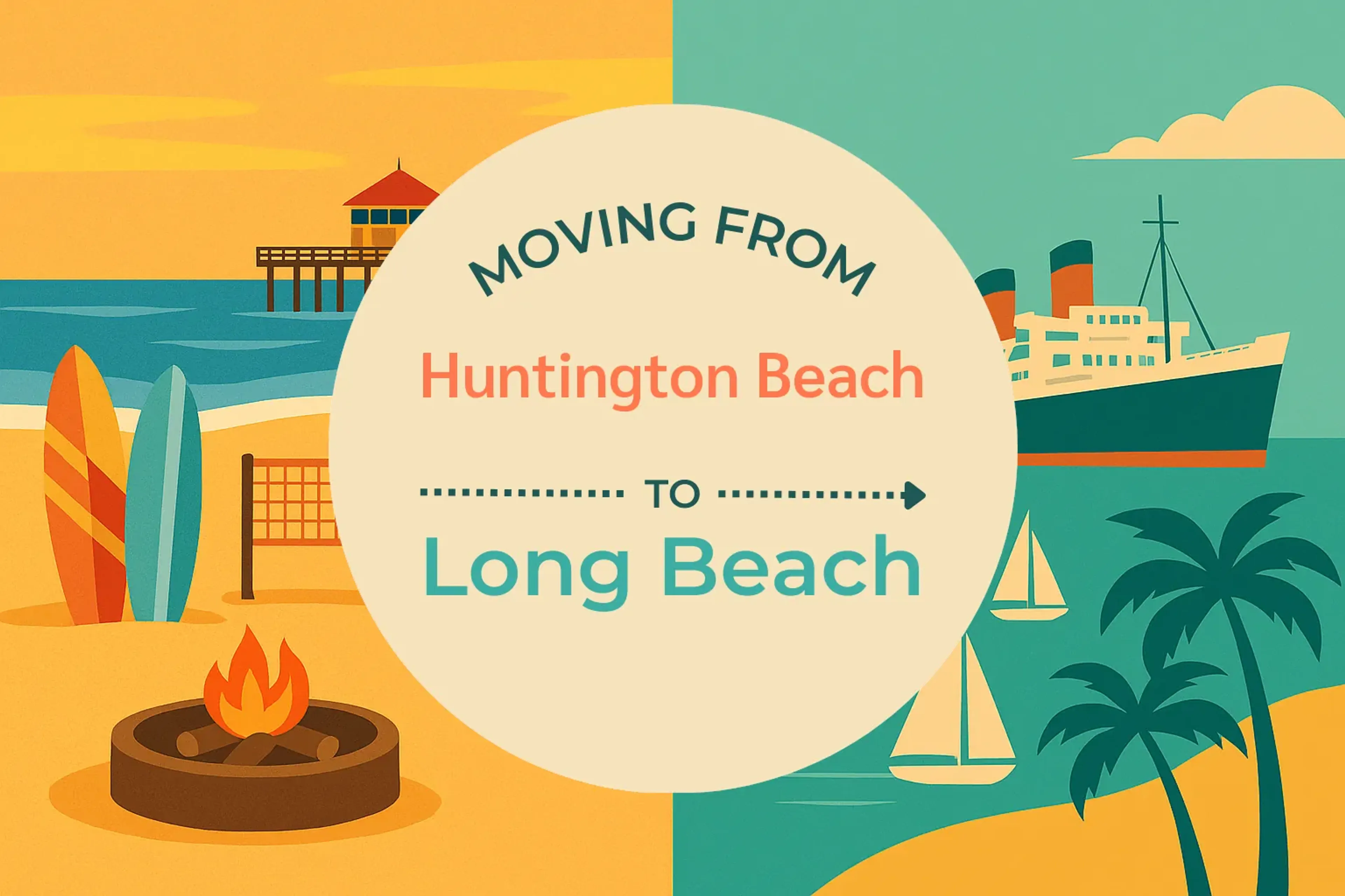 Side-by-side comparison of Huntington Beach to Long Beach moving companies