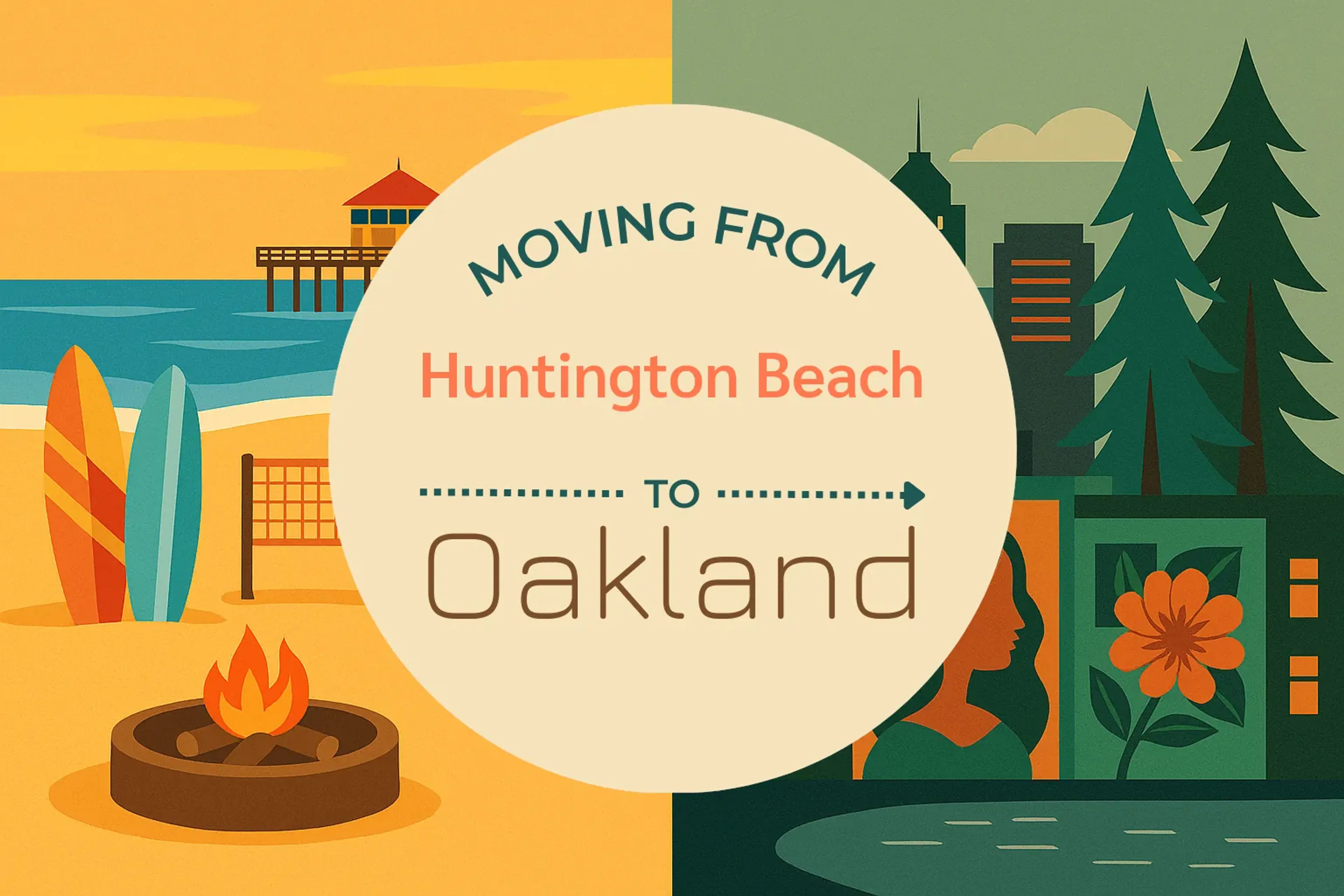 Side-by-side comparison of Huntington Beach to Oakland moving companies