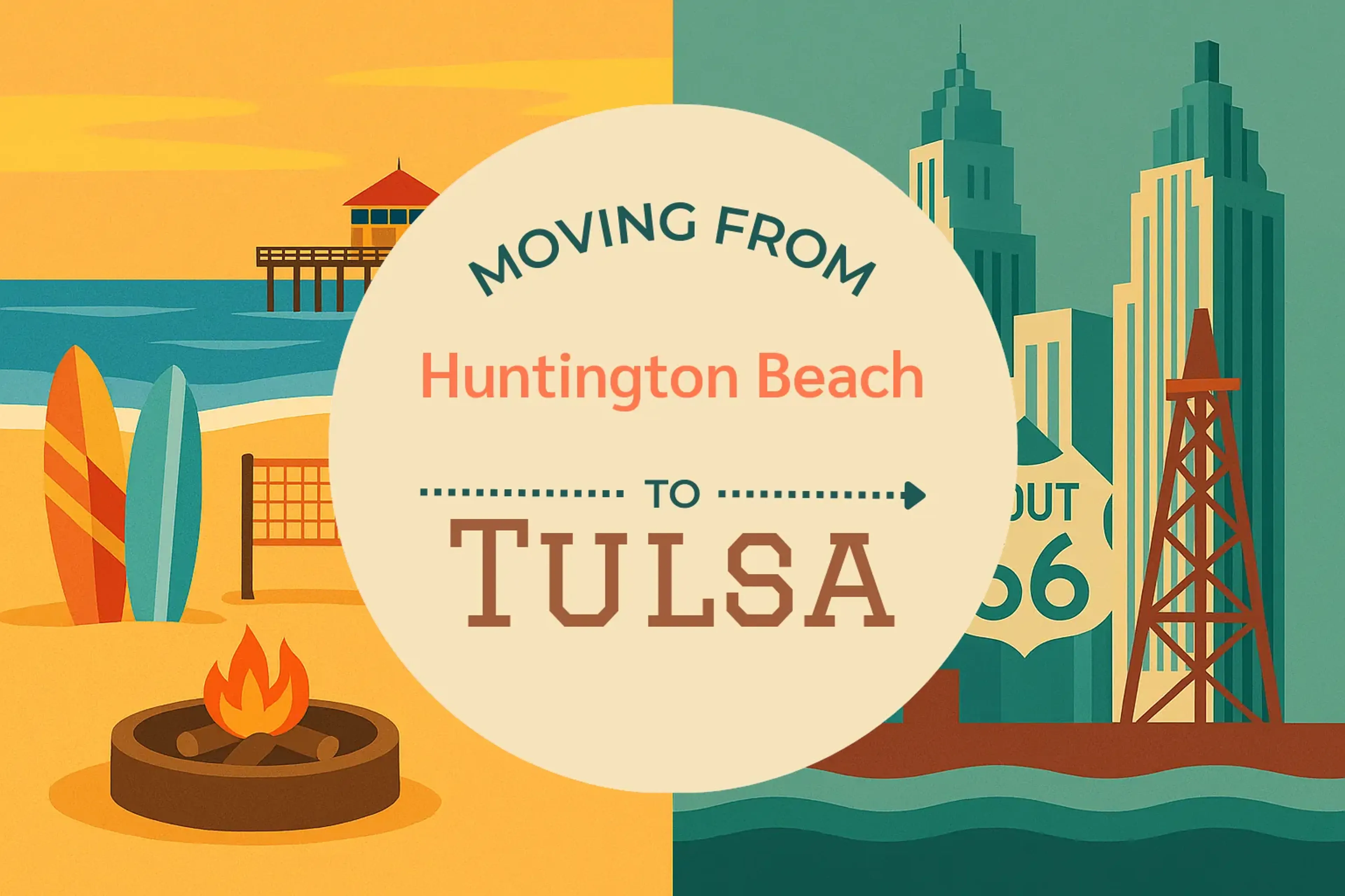 Side-by-side comparison of Huntington Beach to Tulsa moving companies