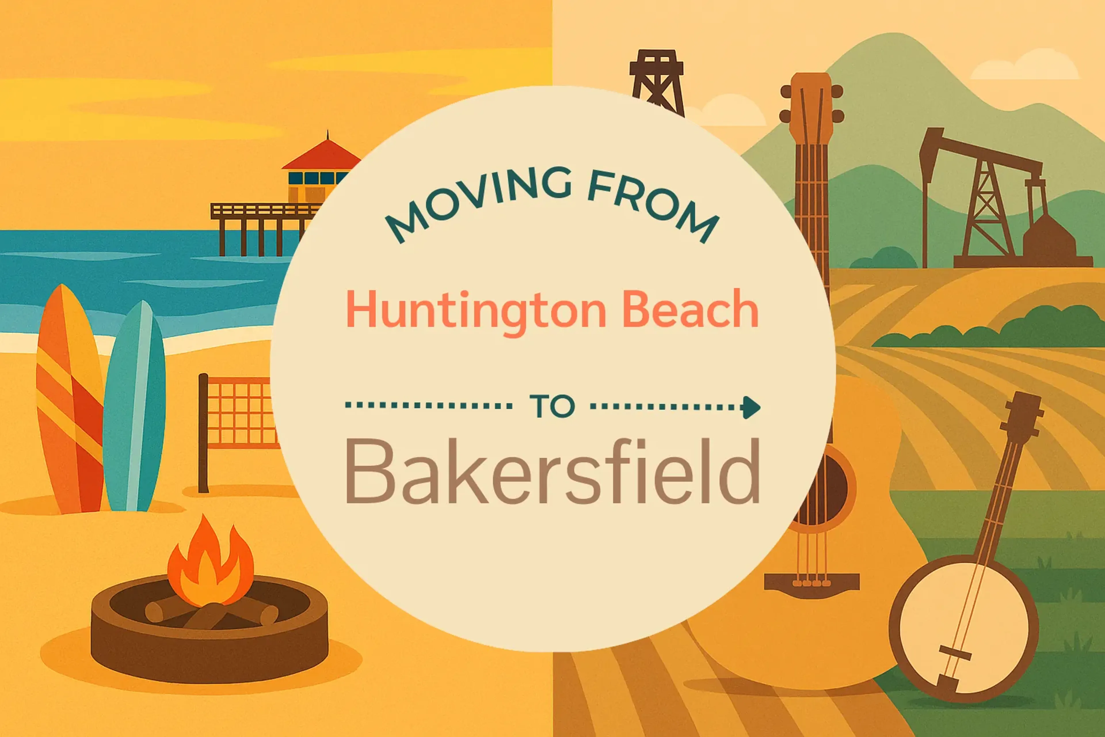 Side-by-side comparison of Huntington Beach to Bakersfield moving companies