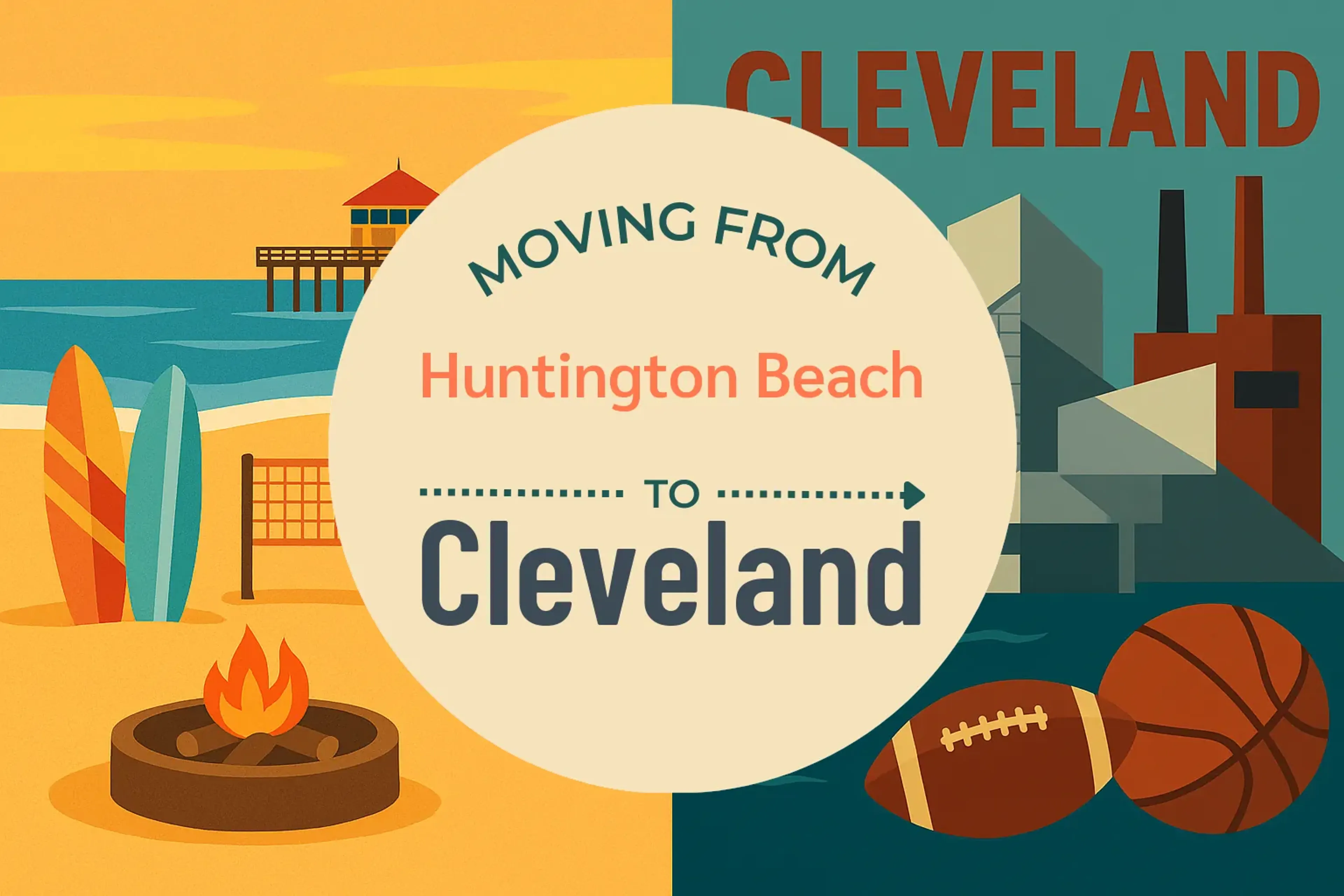 Side-by-side comparison of Huntington Beach to Cleveland moving companies