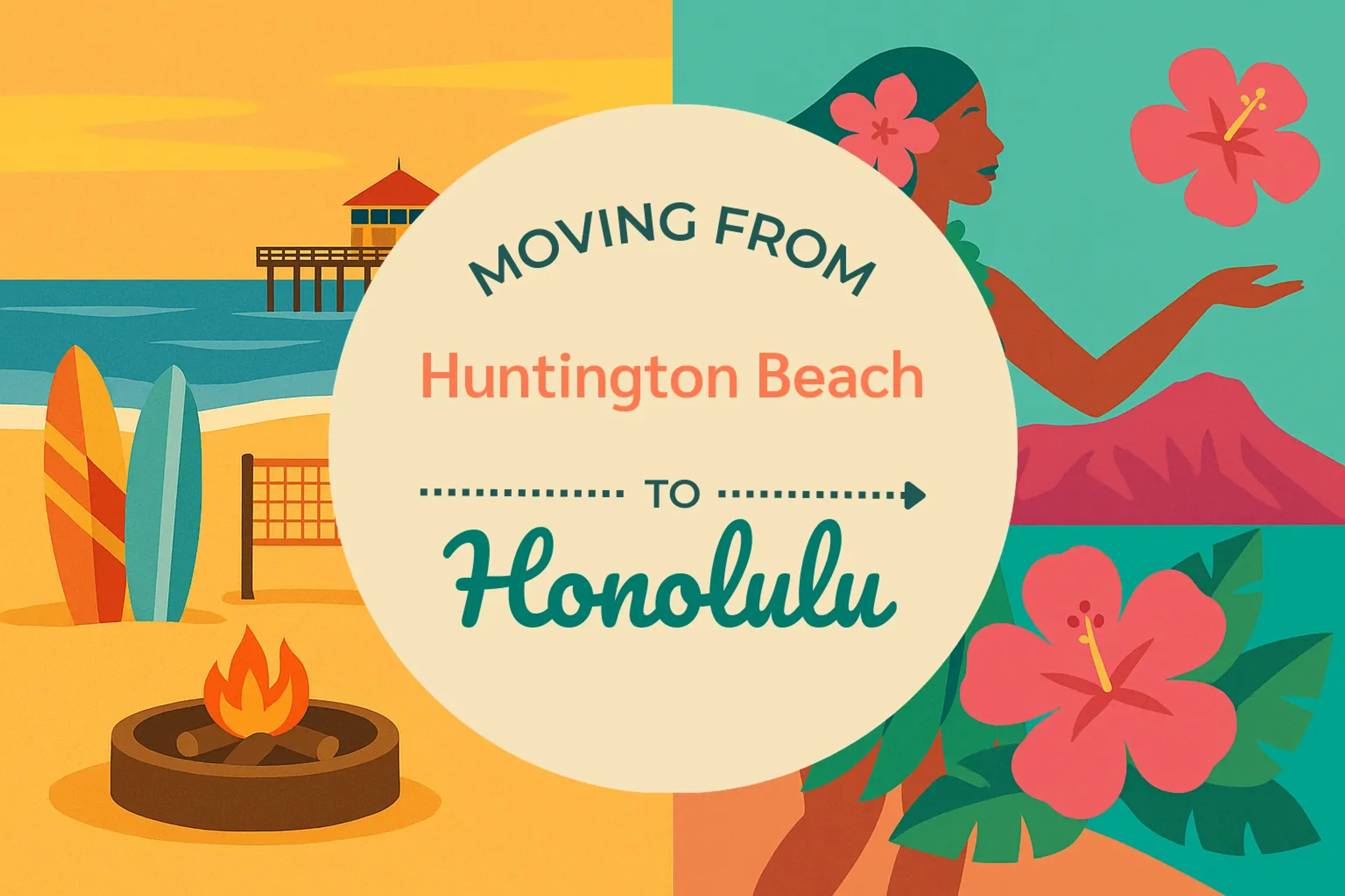 Side-by-side comparison of Huntington Beach to Honolulu moving companies