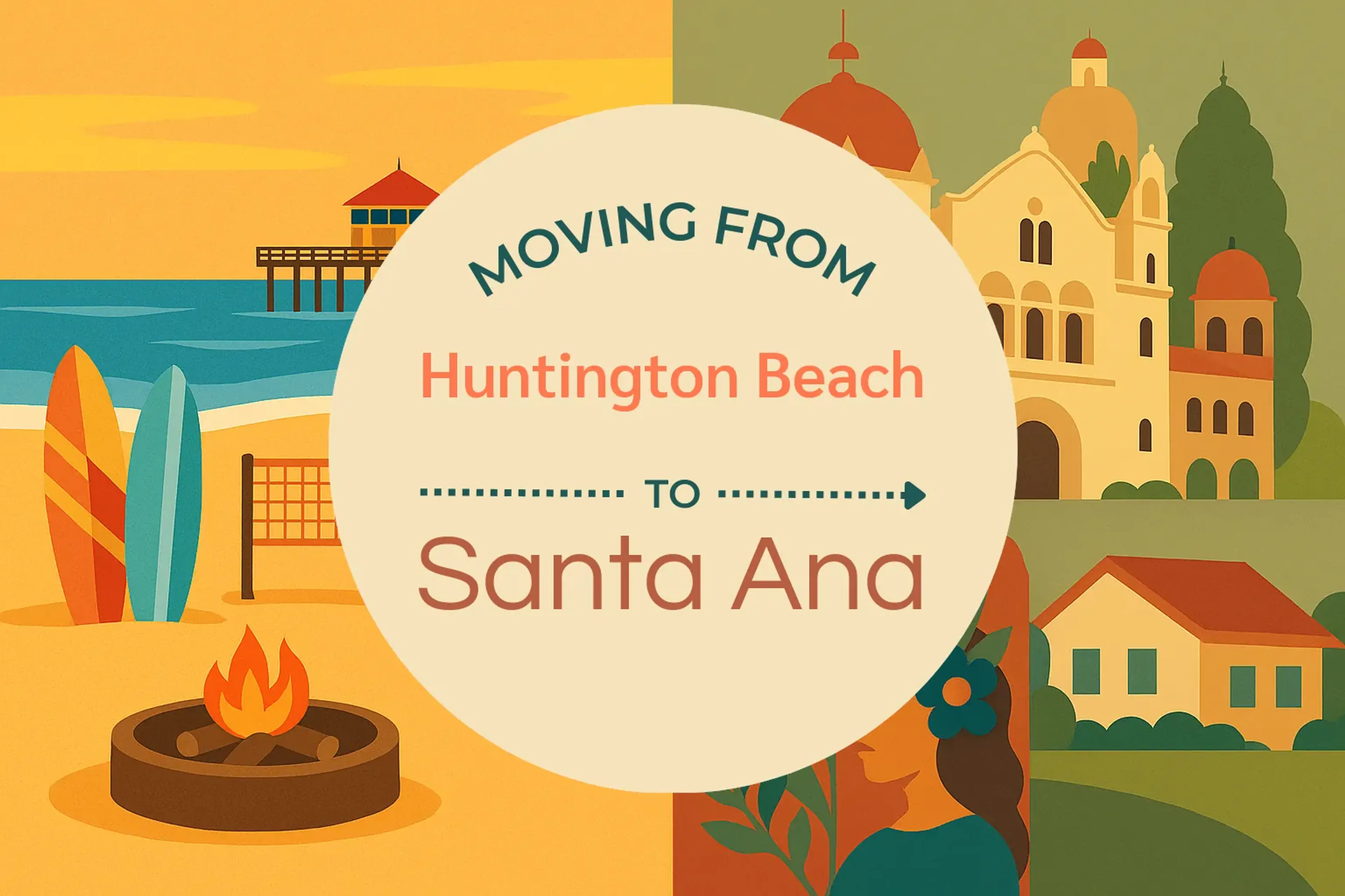 Side-by-side comparison of Huntington Beach to Santa Ana moving companies