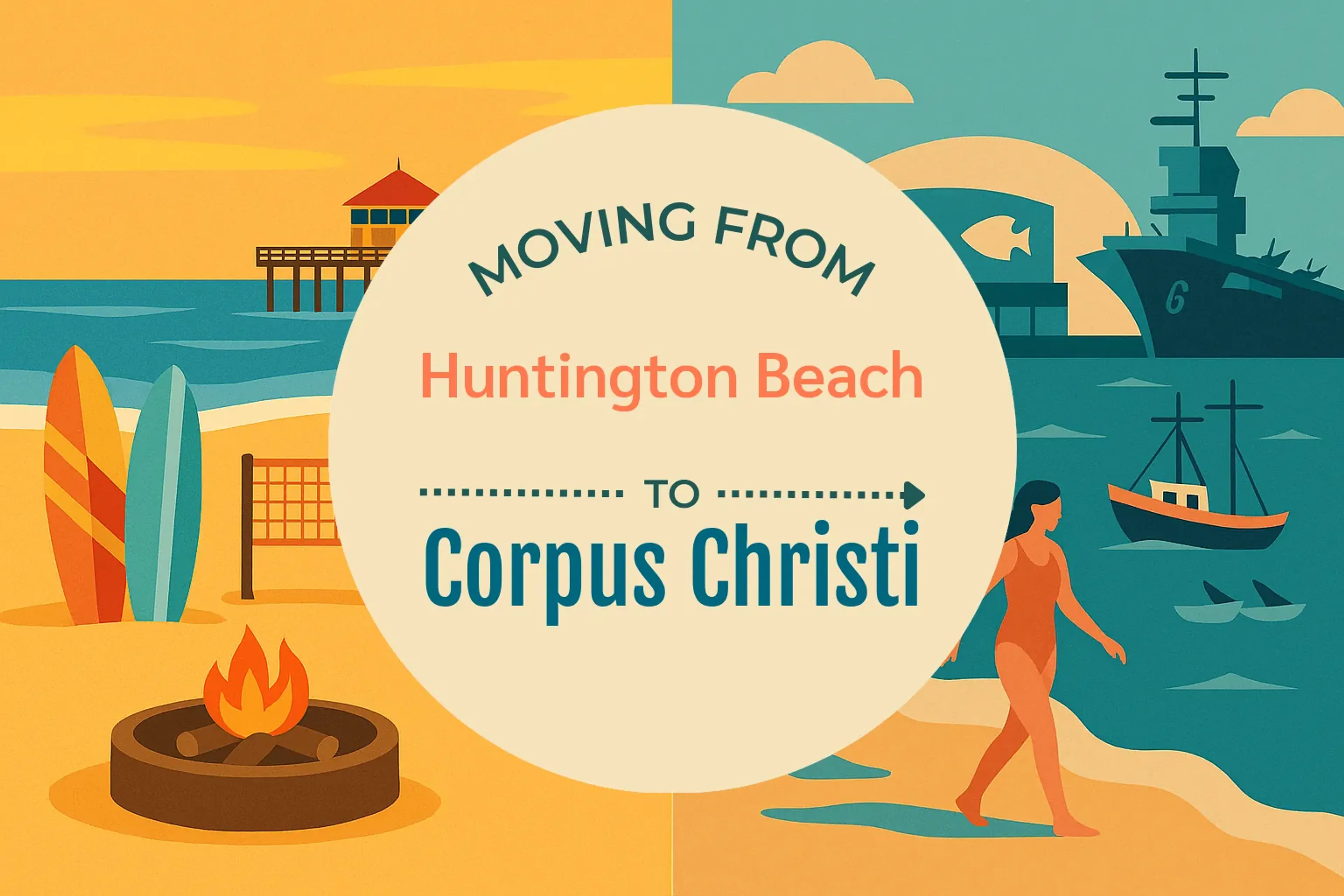 Side-by-side comparison of Huntington Beach to Corpus Christi moving companies