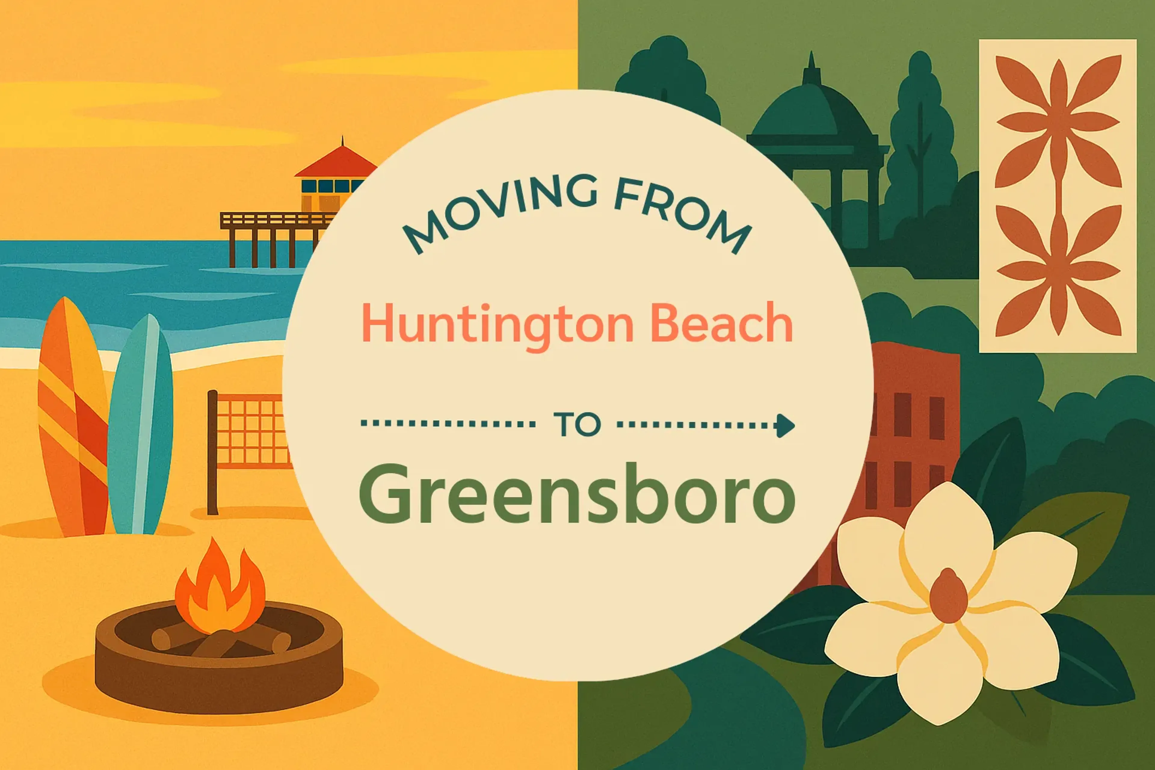 Side-by-side comparison of Huntington Beach to Greensboro moving companies