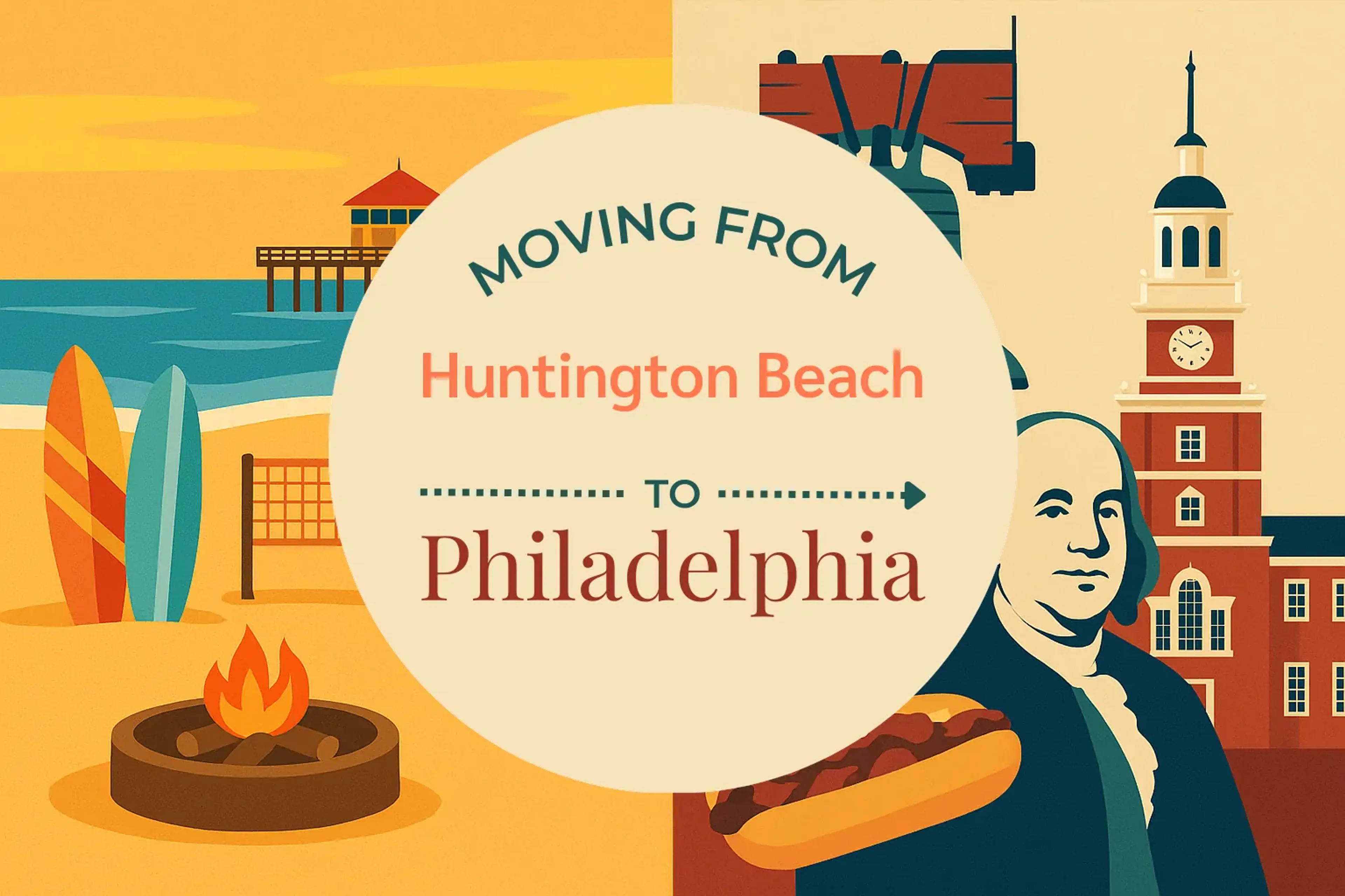 Side-by-side comparison of Huntington Beach to Philadelphia moving companies