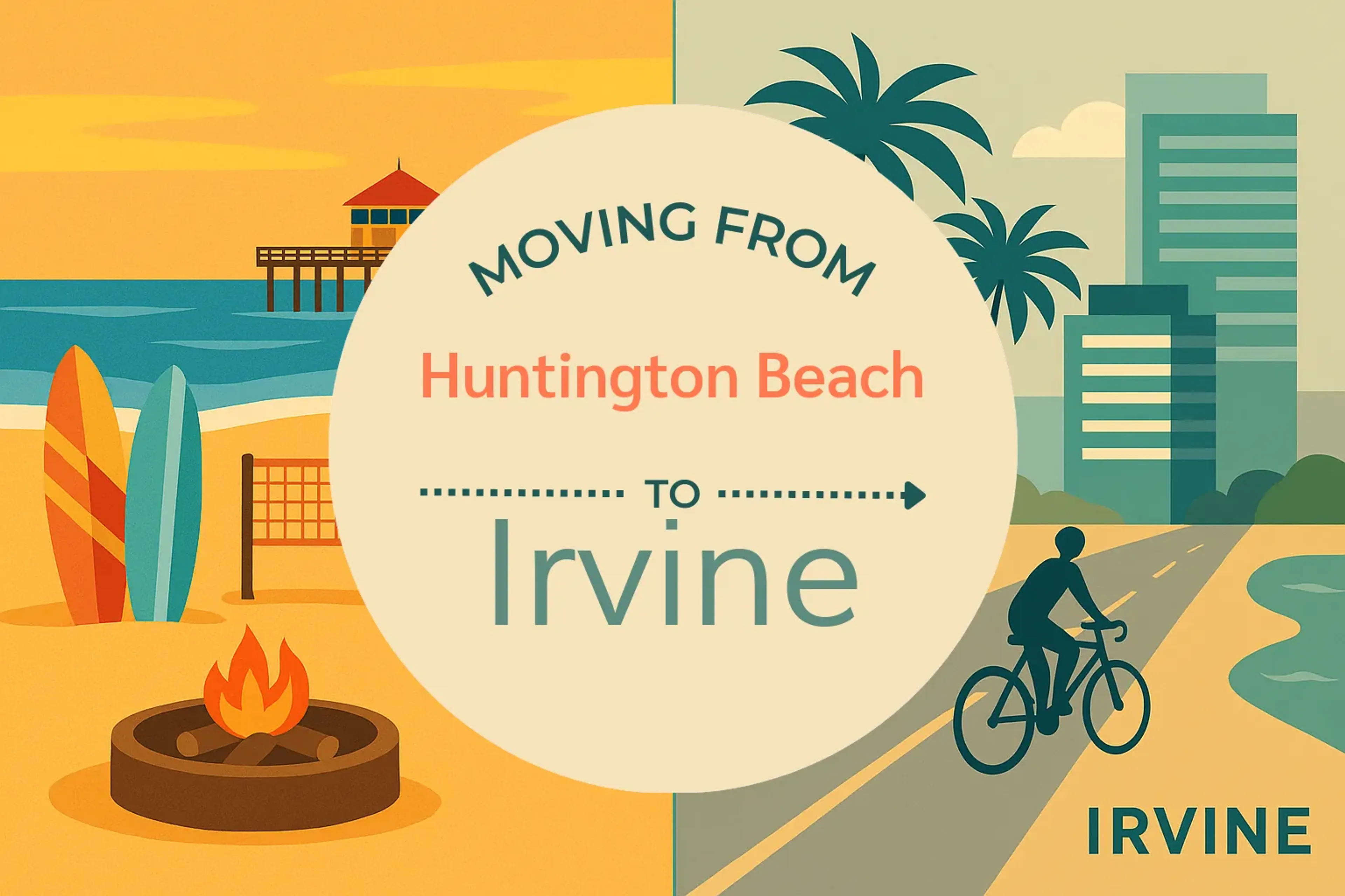 Side-by-side comparison of Huntington Beach to Irvine moving companies