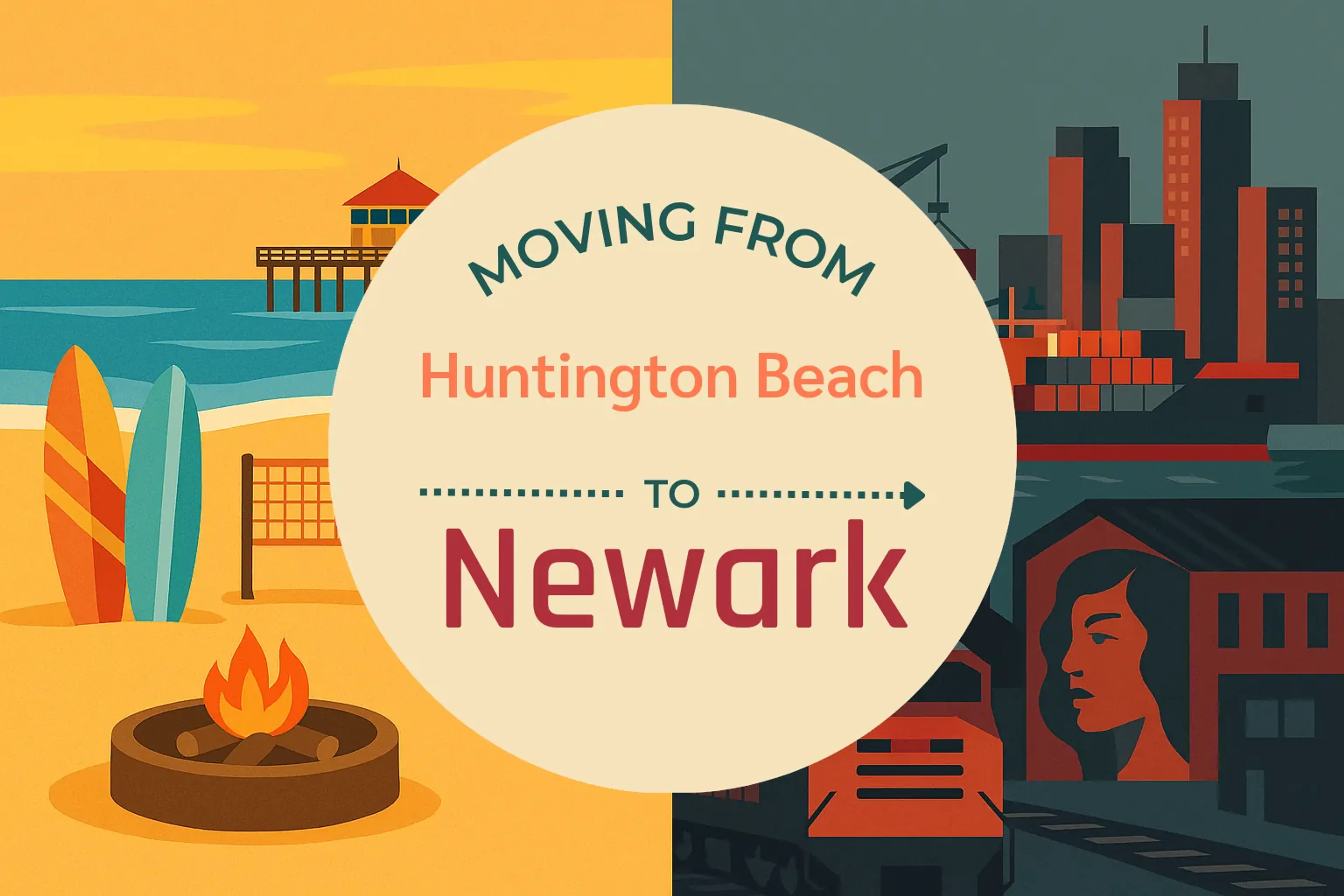 Side-by-side comparison of Huntington Beach to Newark moving companies