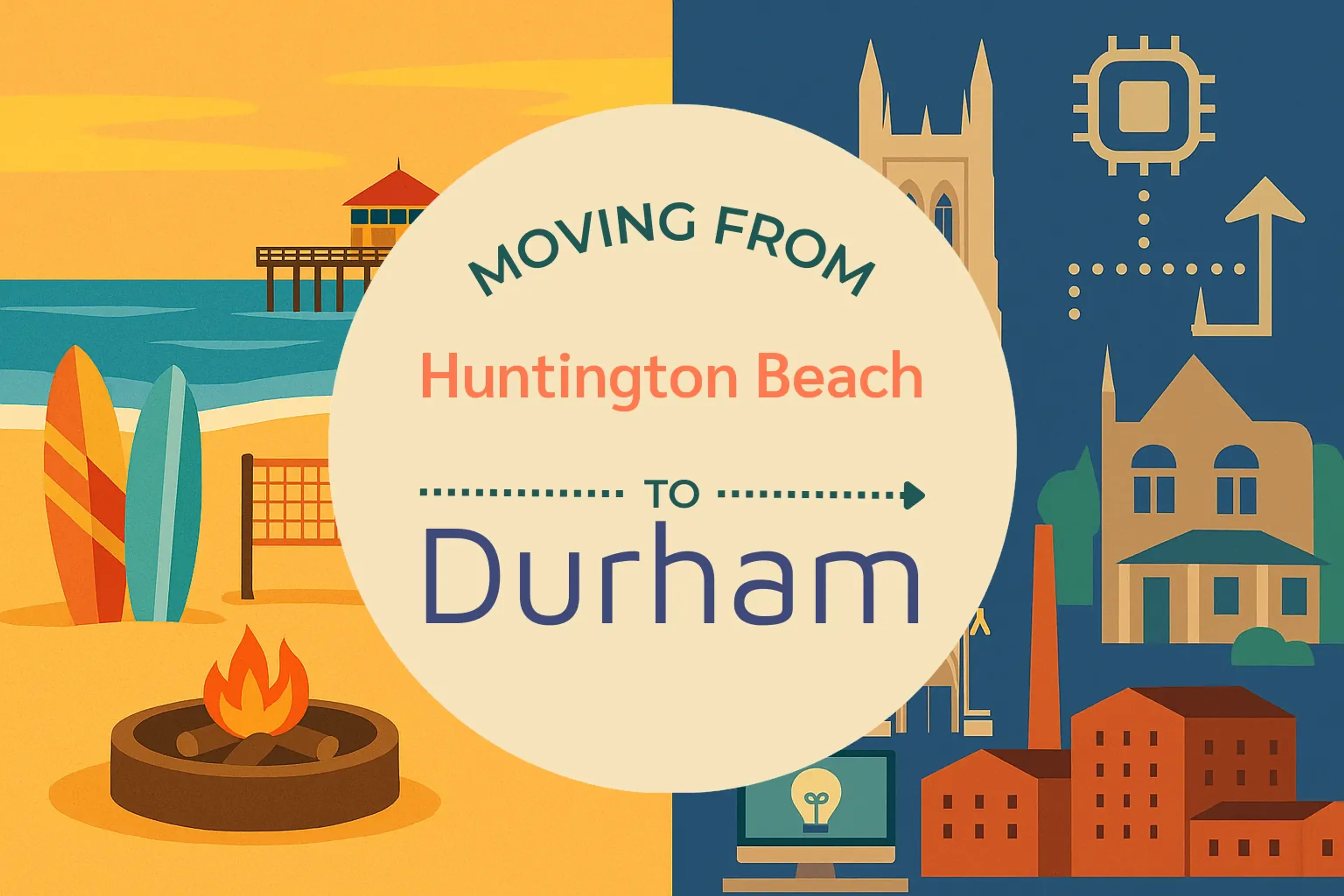 Side-by-side comparison of Huntington Beach to Durham moving companies