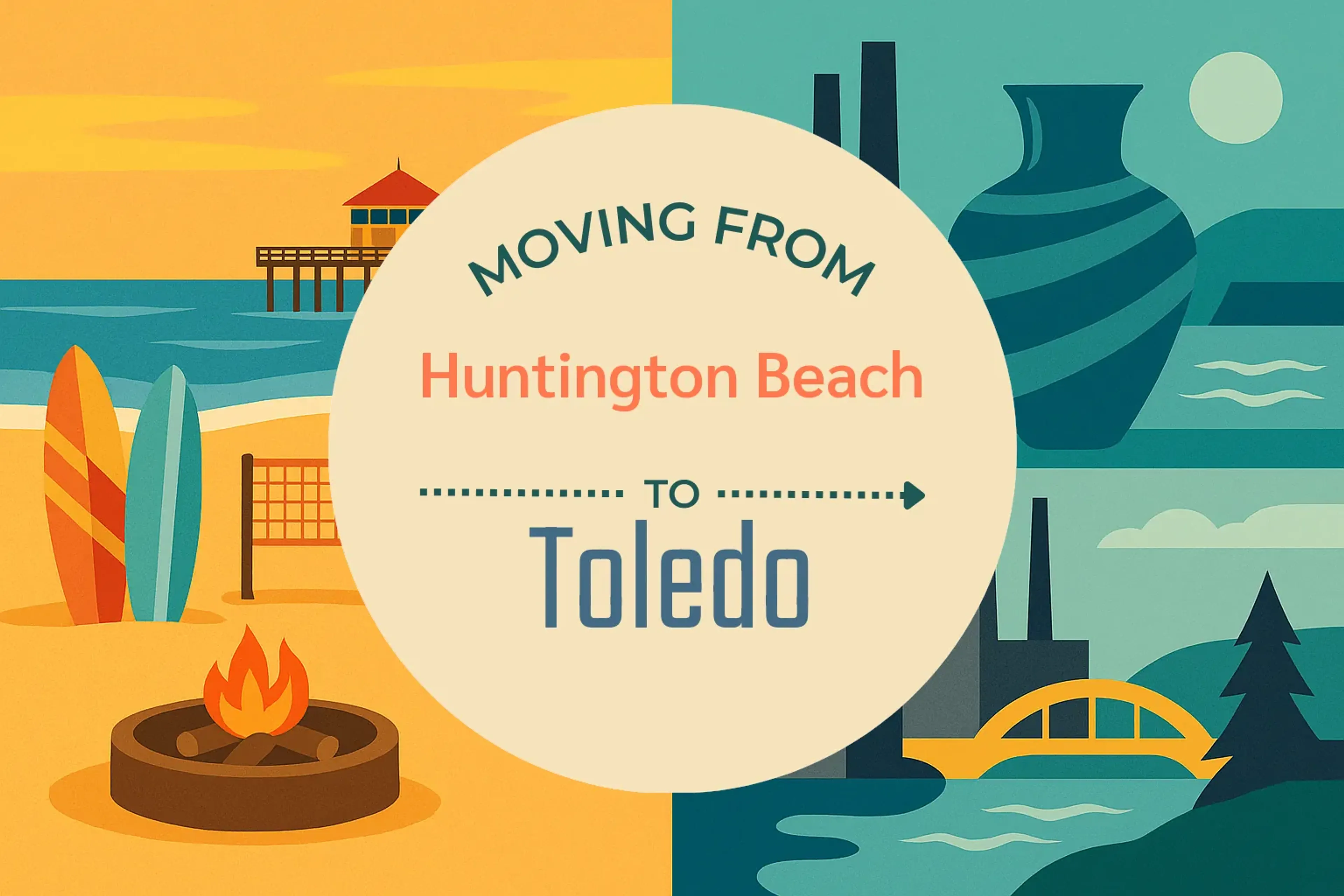 Side-by-side comparison of Huntington Beach to Toledo moving companies