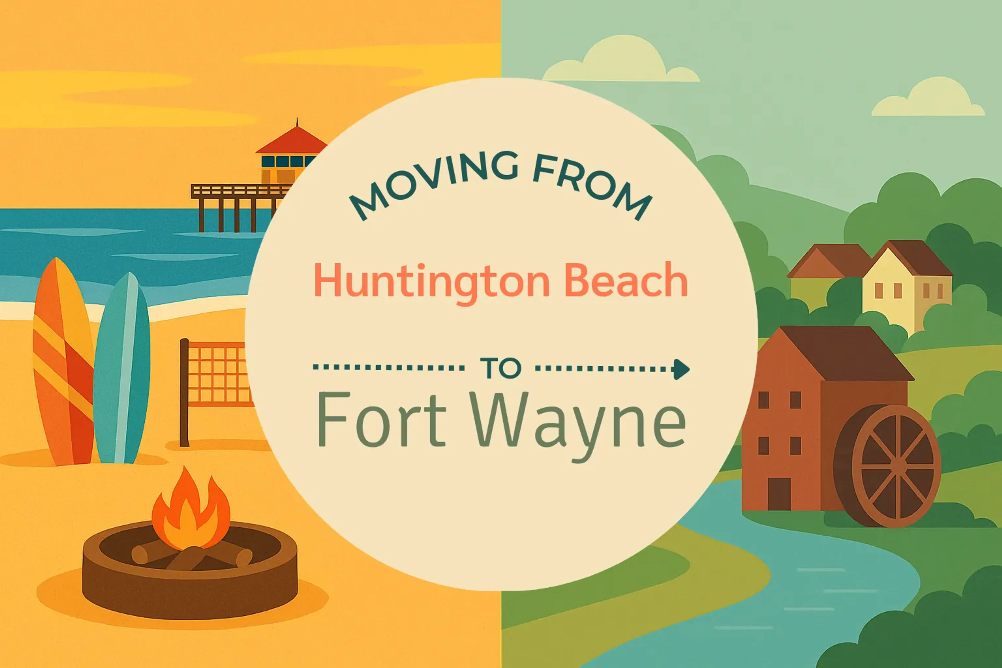 Side-by-side comparison of Huntington Beach to Fort Wayne moving companies