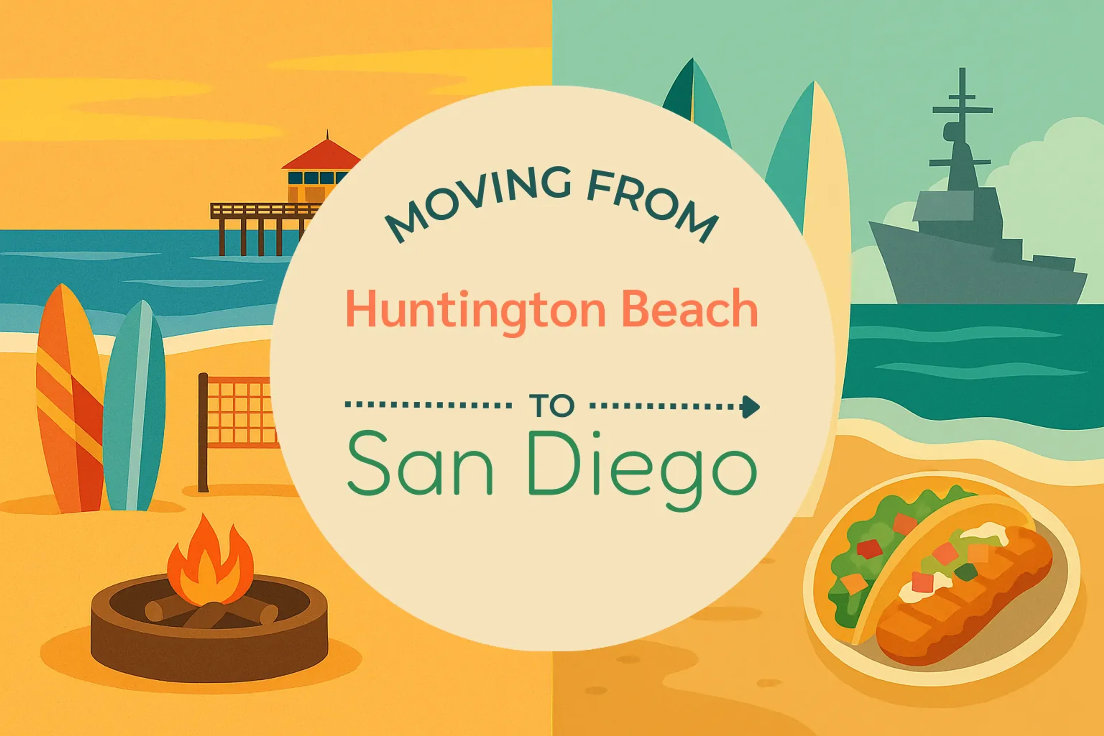 Side-by-side comparison of Huntington Beach to San Diego moving companies