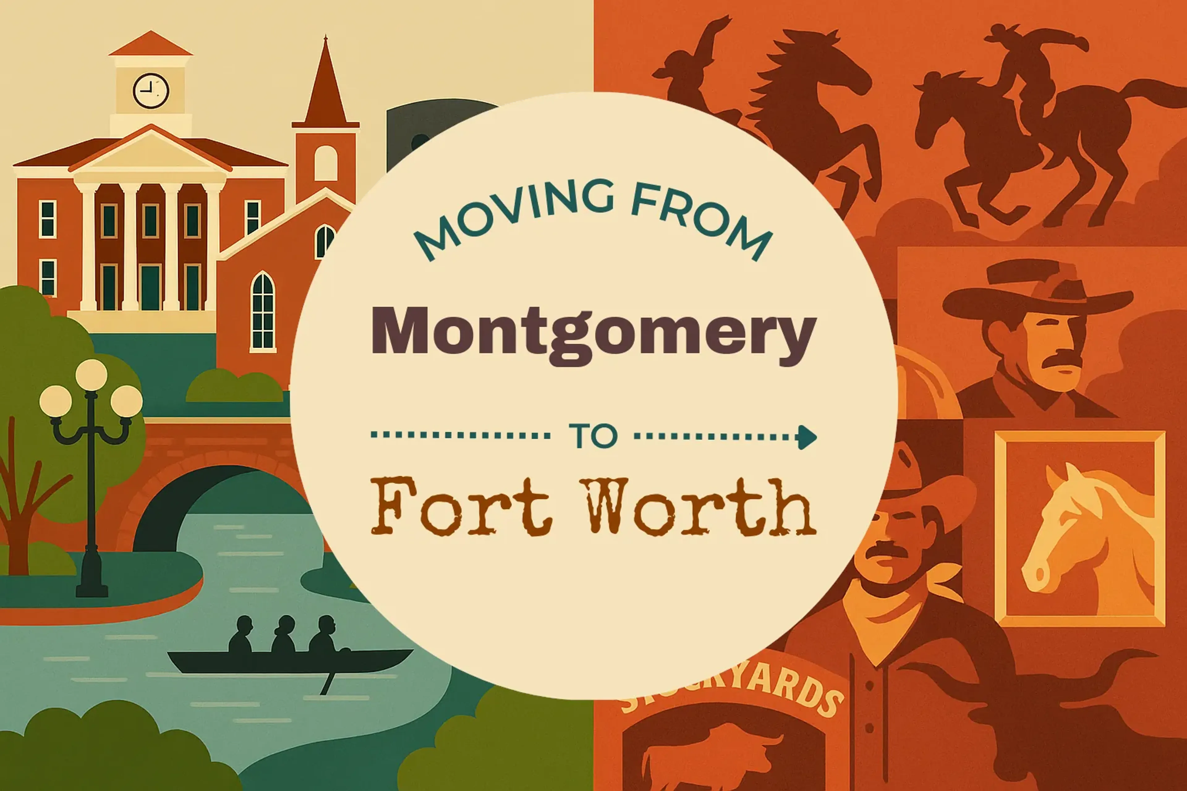 Side-by-side comparison of Montgomery to Fort Worth moving companies