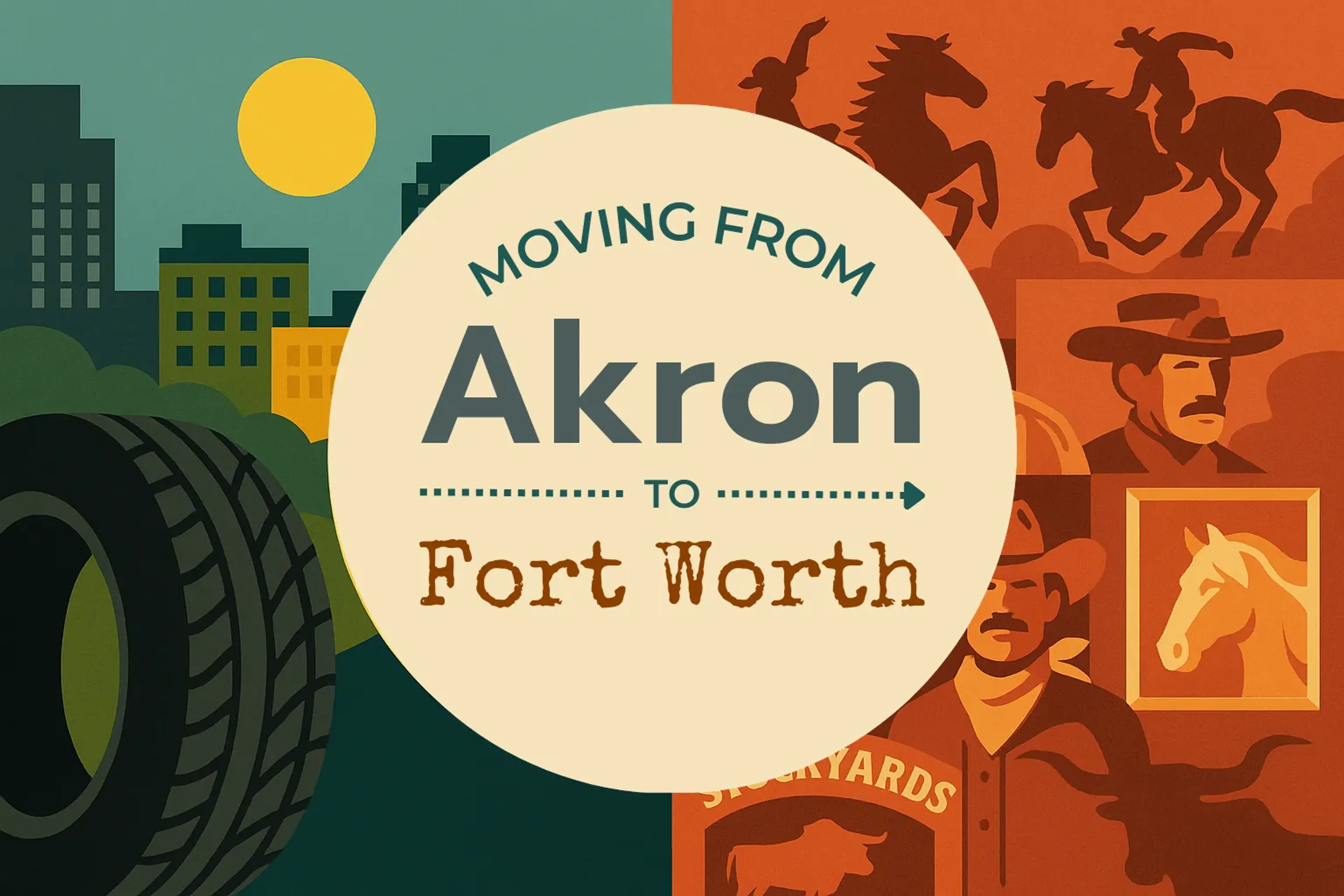 Side-by-side comparison of Akron to Fort Worth moving companies