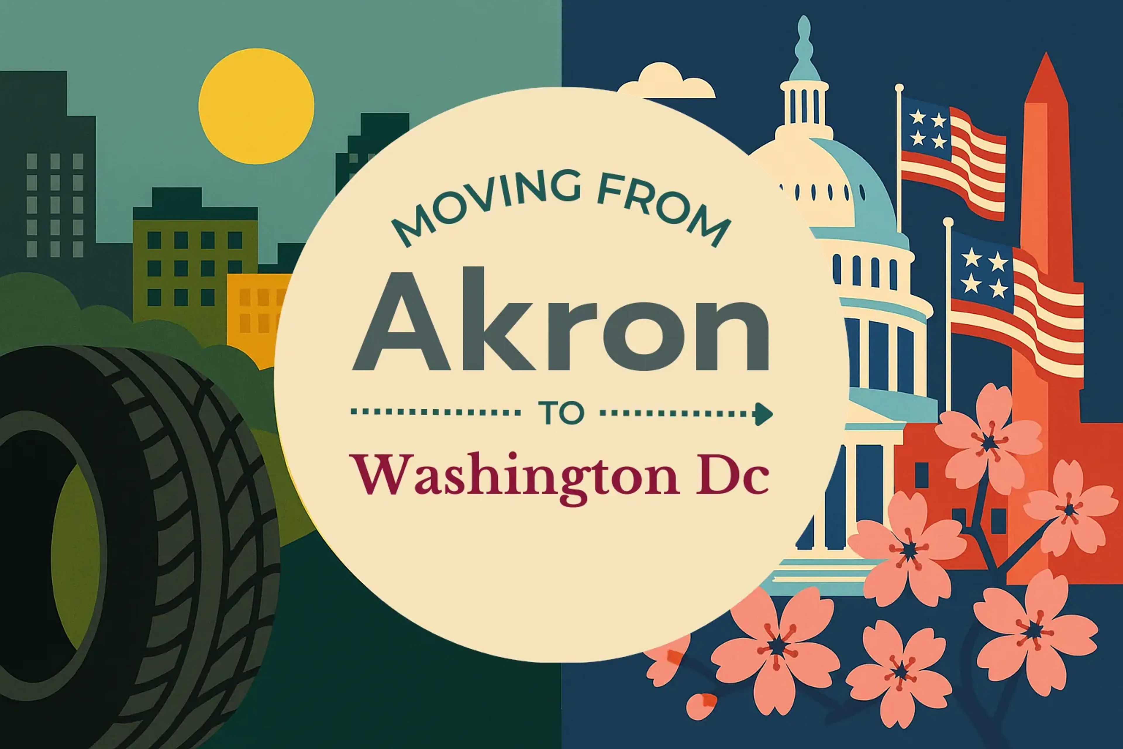 Side-by-side comparison of Akron to Washington DC moving companies