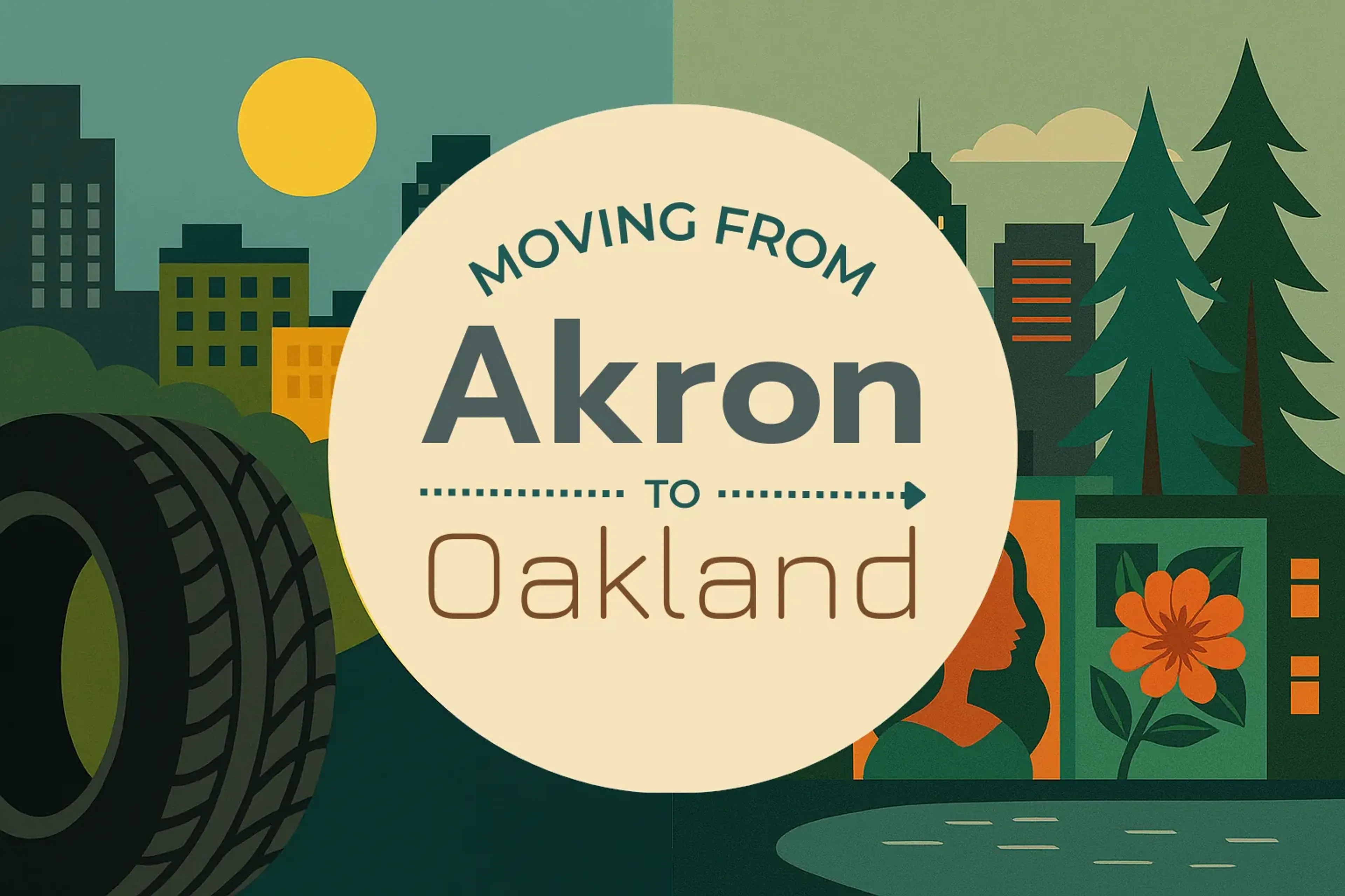 Side-by-side comparison of Akron to Oakland moving companies