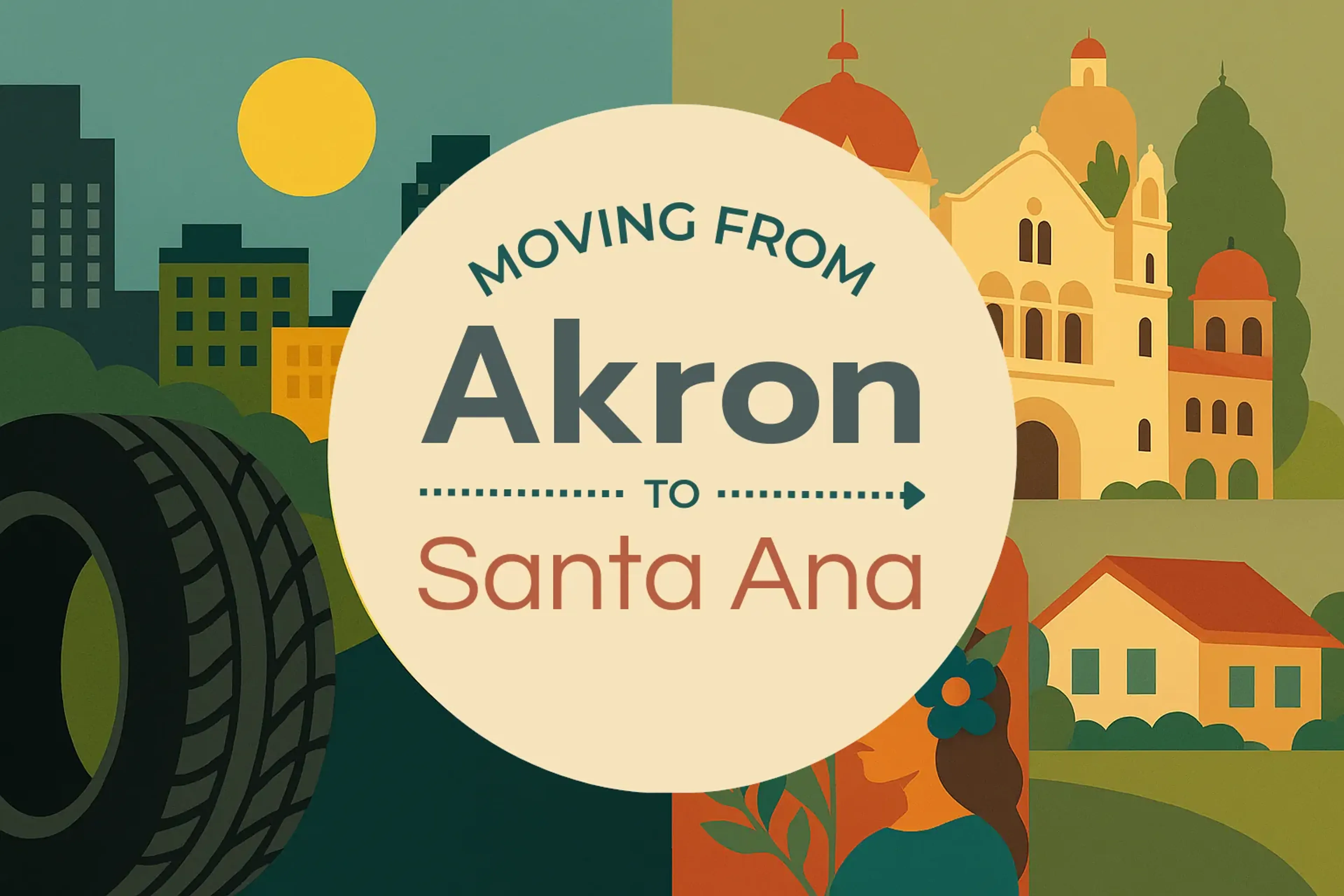 Side-by-side comparison of Akron to Santa Ana moving companies