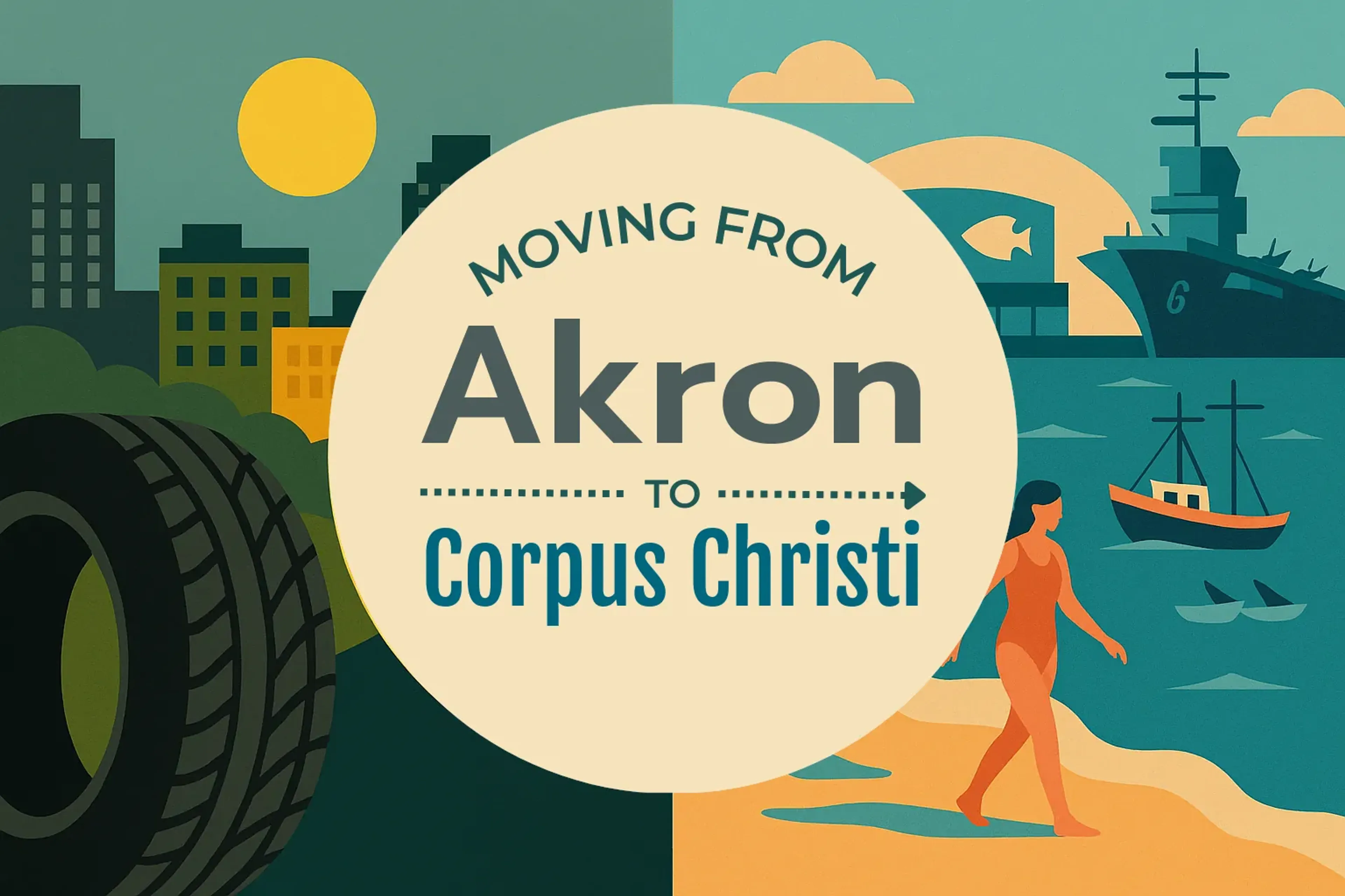 Side-by-side comparison of Akron to Corpus Christi moving companies