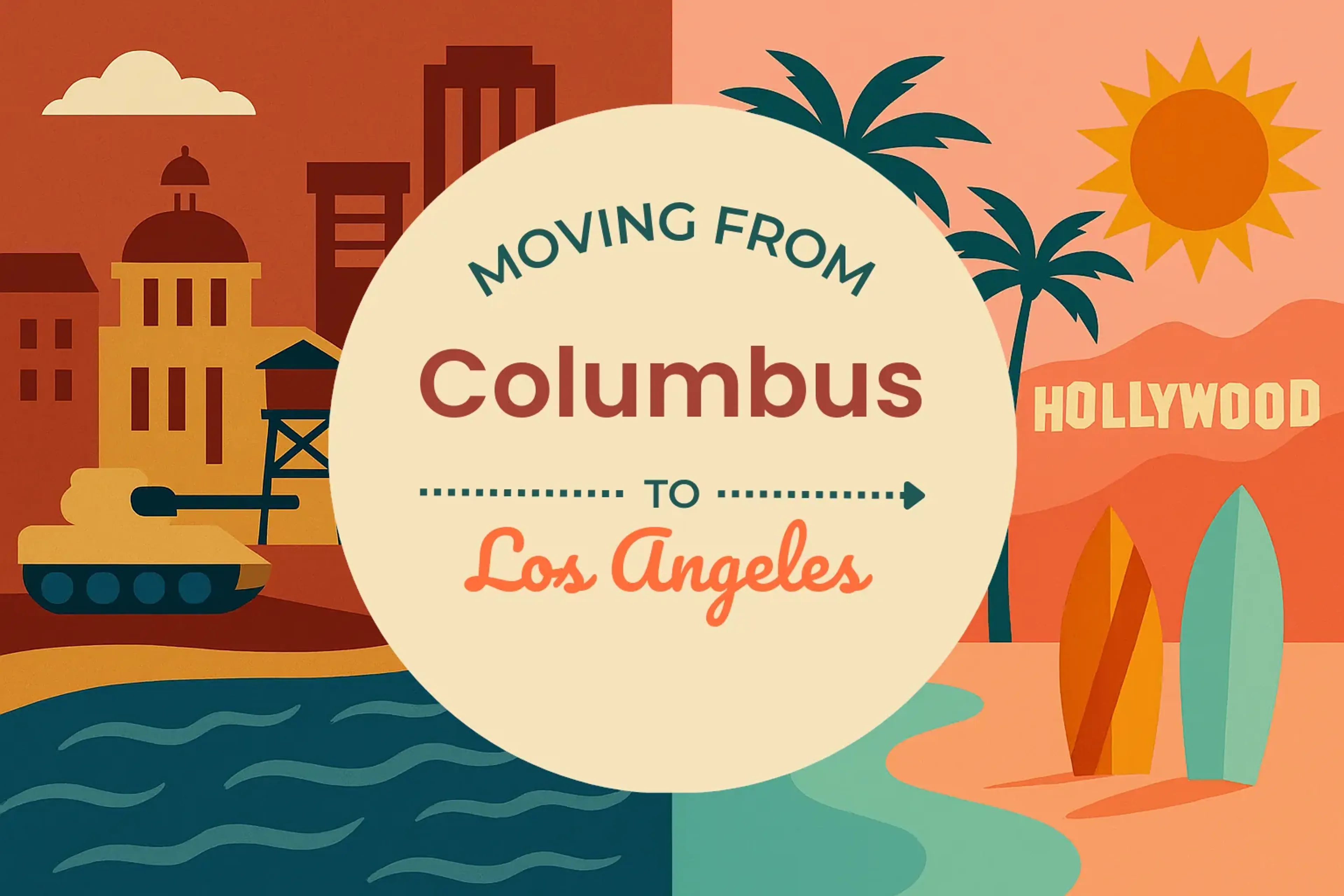 Side-by-side comparison of Columbus to Los Angeles moving companies