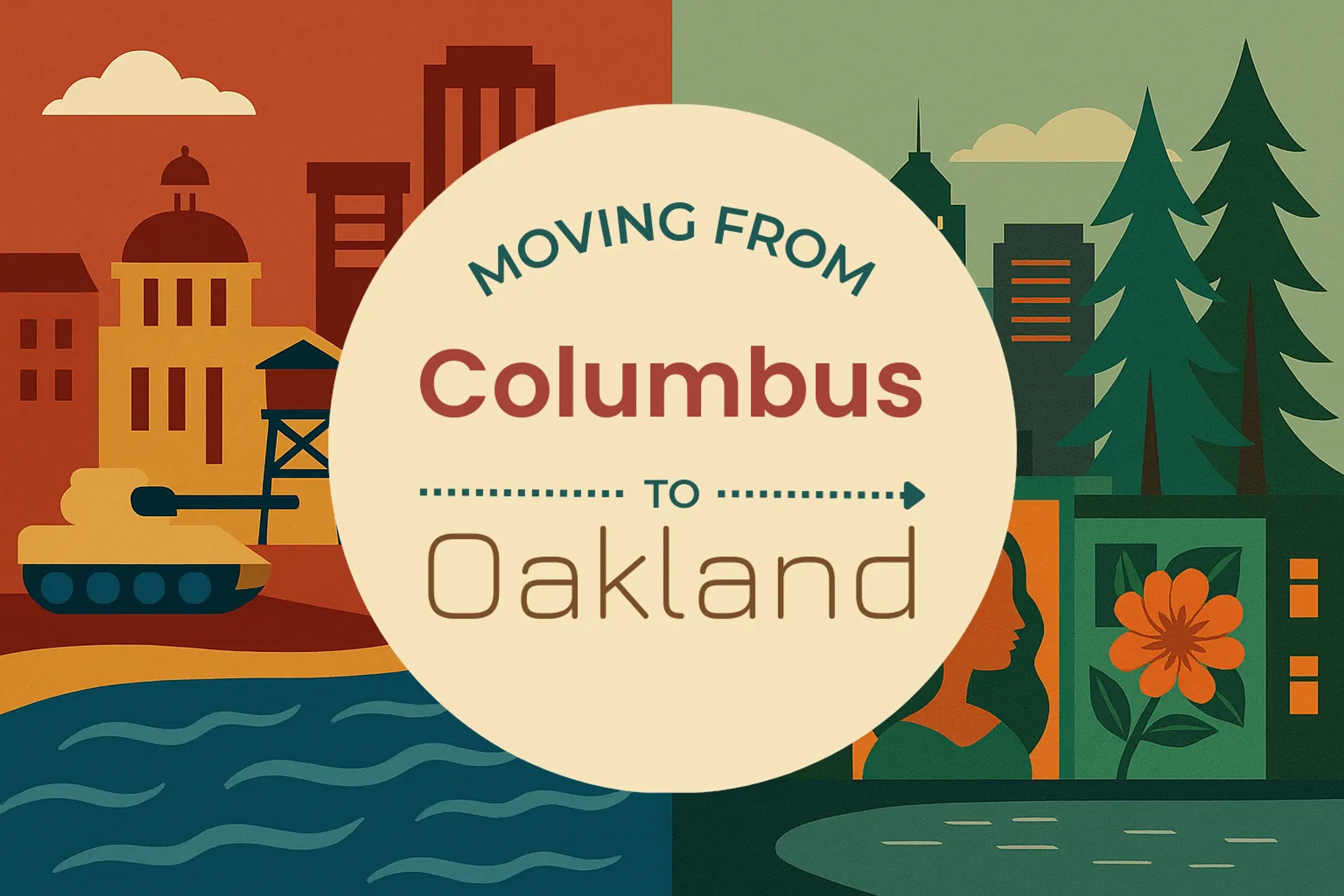 Side-by-side comparison of Columbus to Oakland moving companies