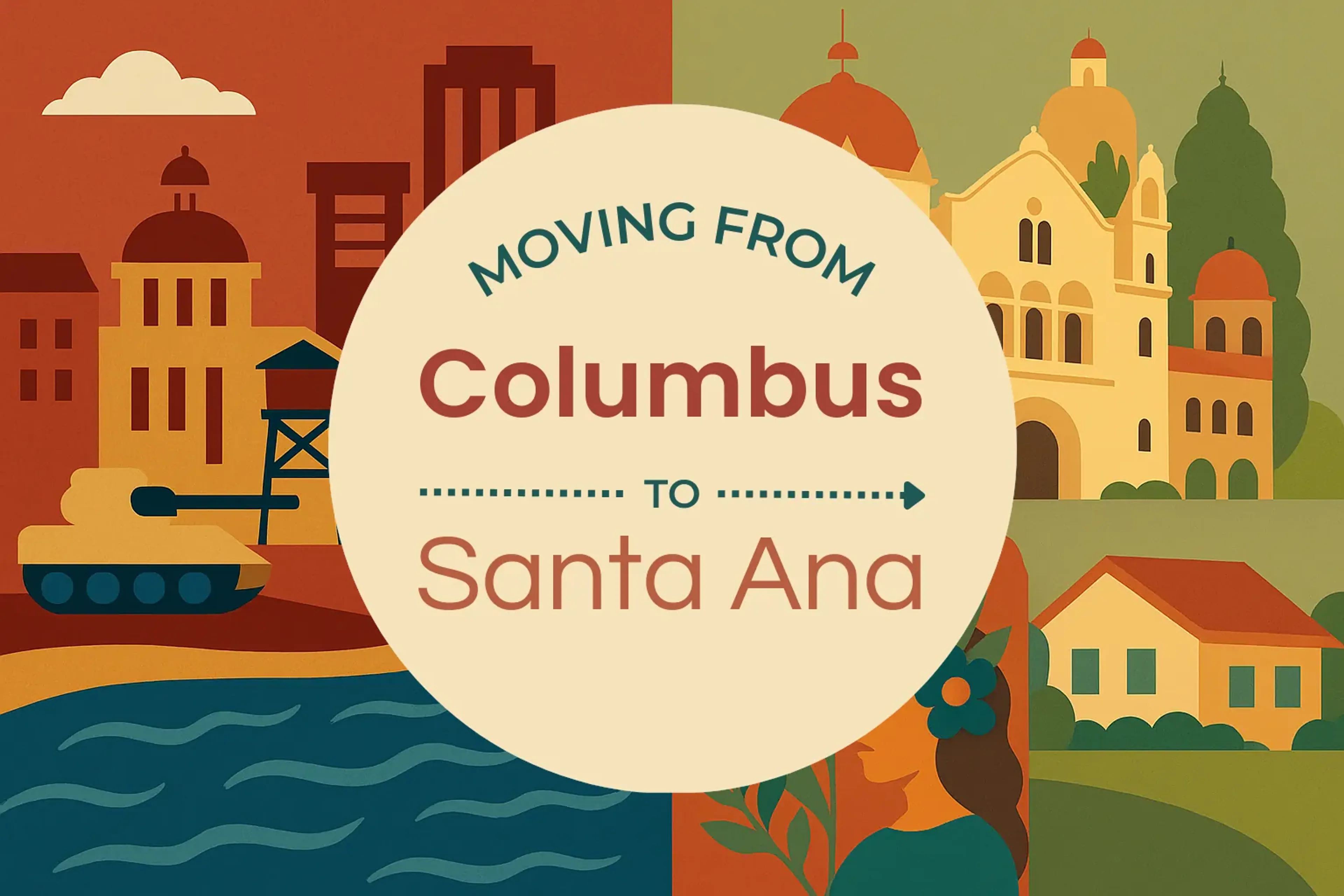 Side-by-side comparison of Columbus to Santa Ana moving companies