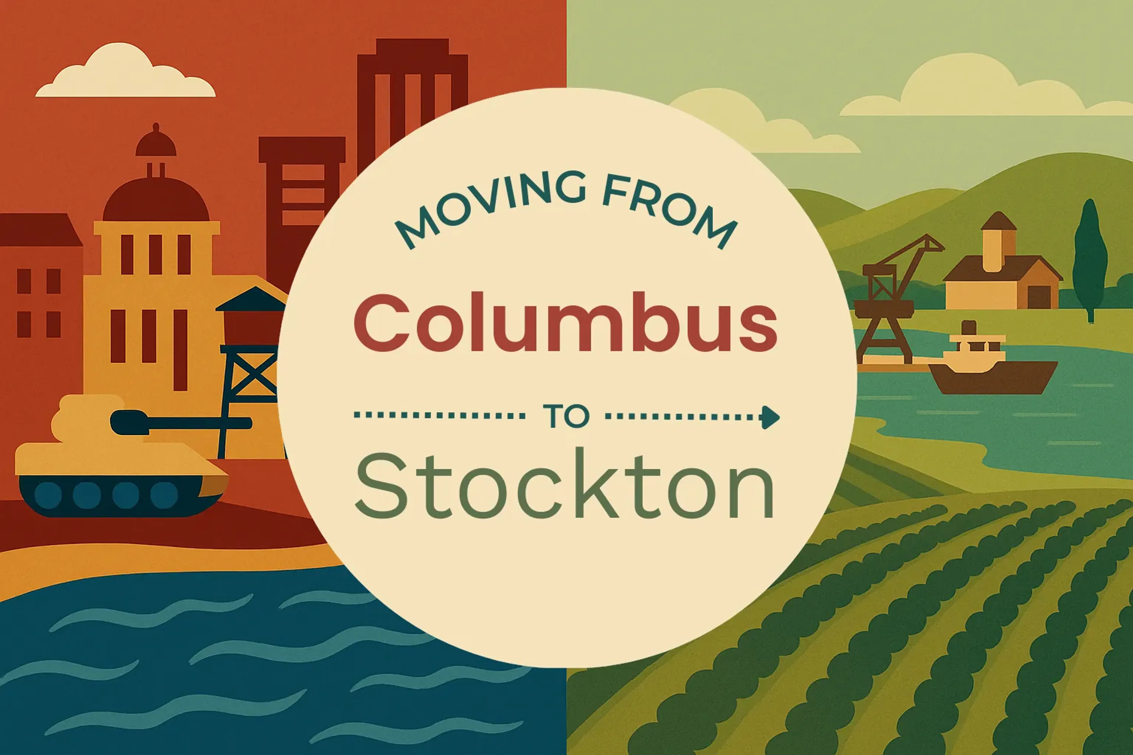 Side-by-side comparison of Columbus to Stockton moving companies