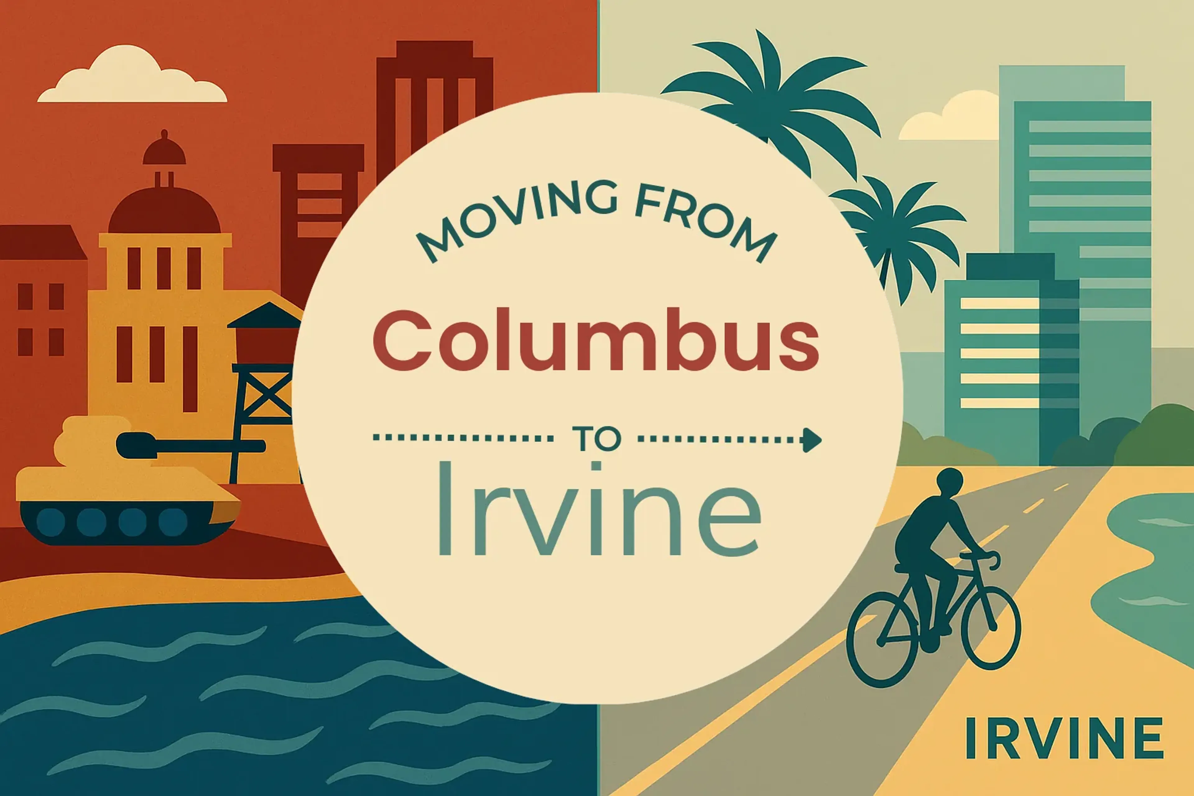 Side-by-side comparison of Columbus to Irvine moving companies