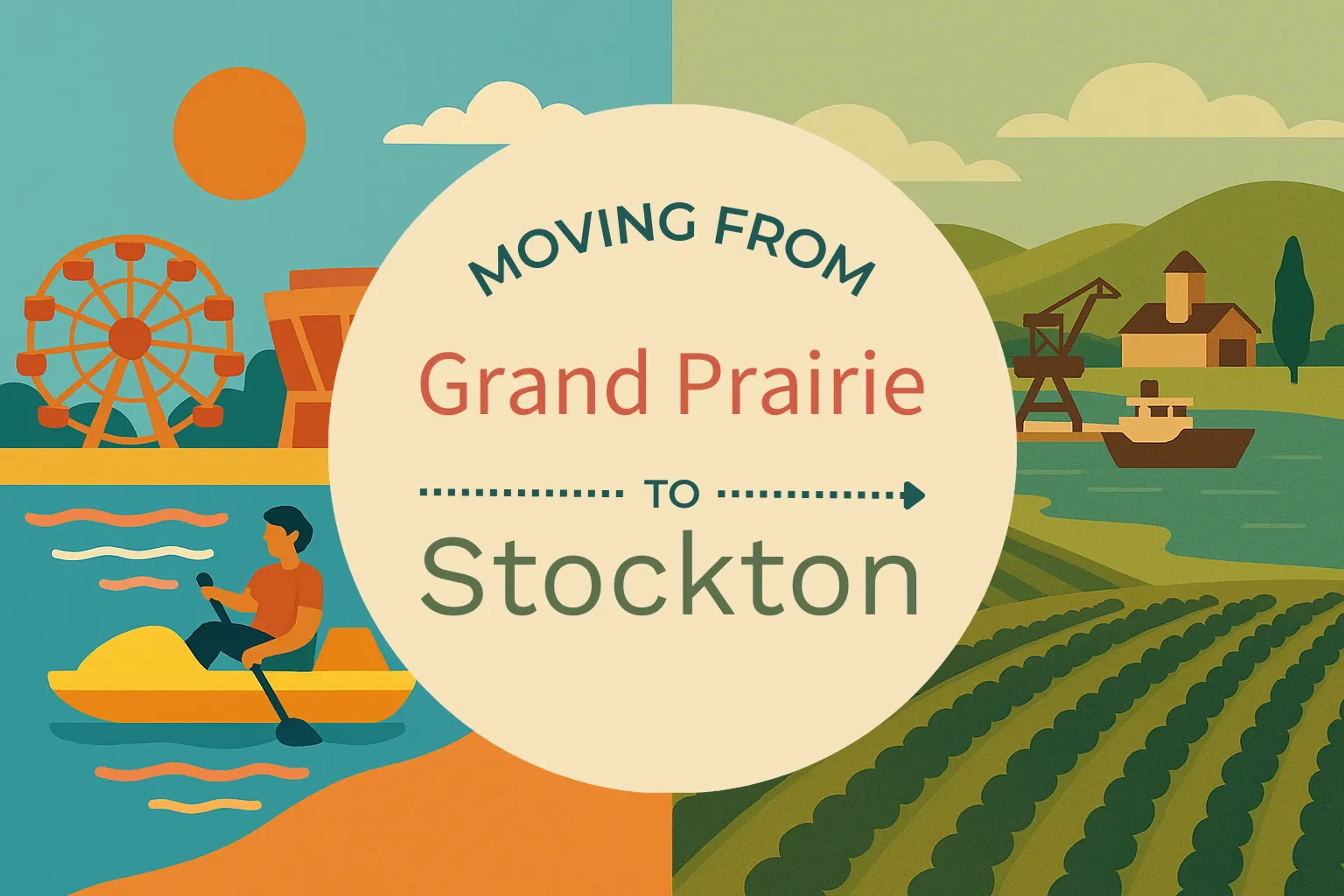 Side-by-side comparison of Grand Prairie to Stockton moving companies