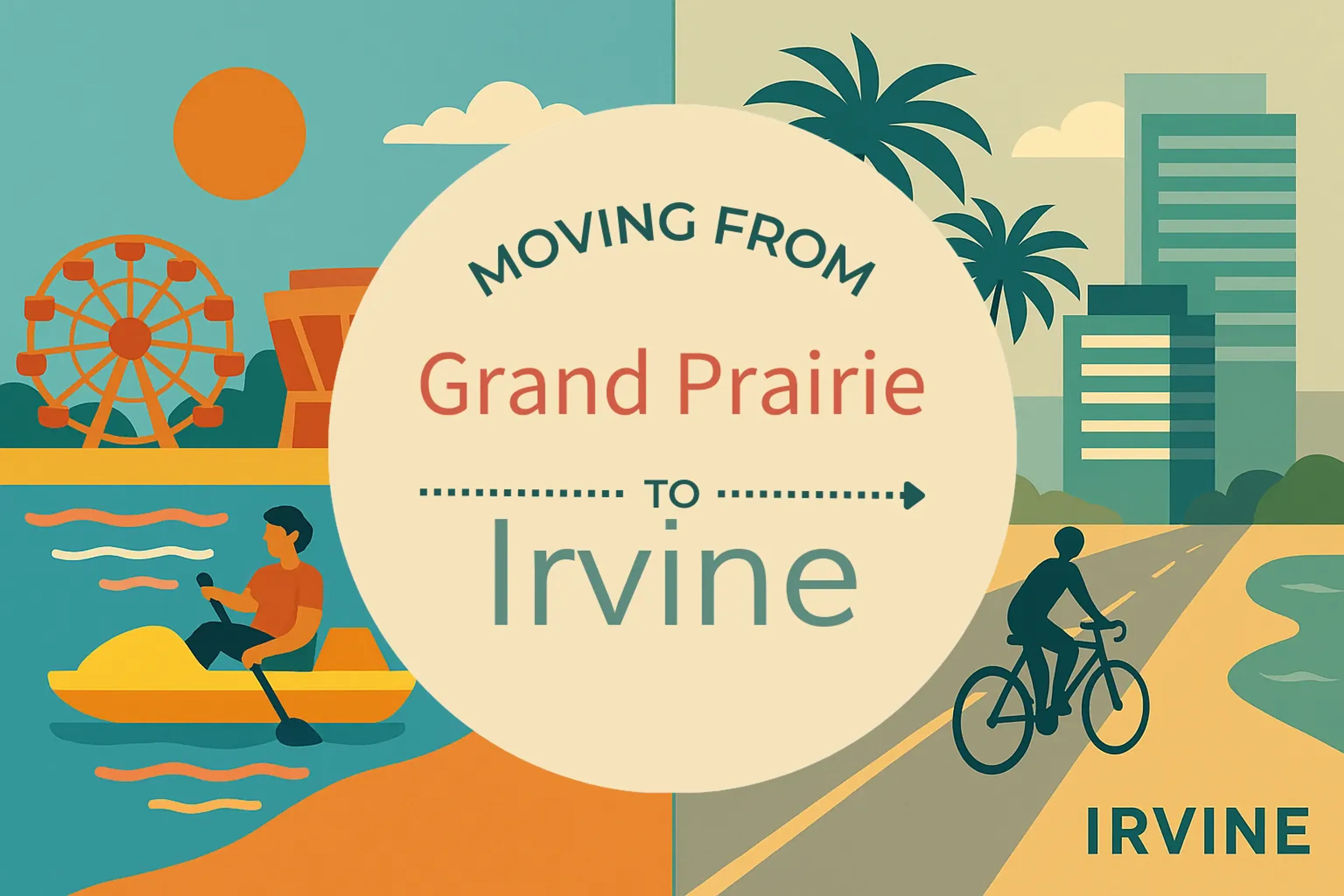 Side-by-side comparison of Grand Prairie to Irvine moving companies