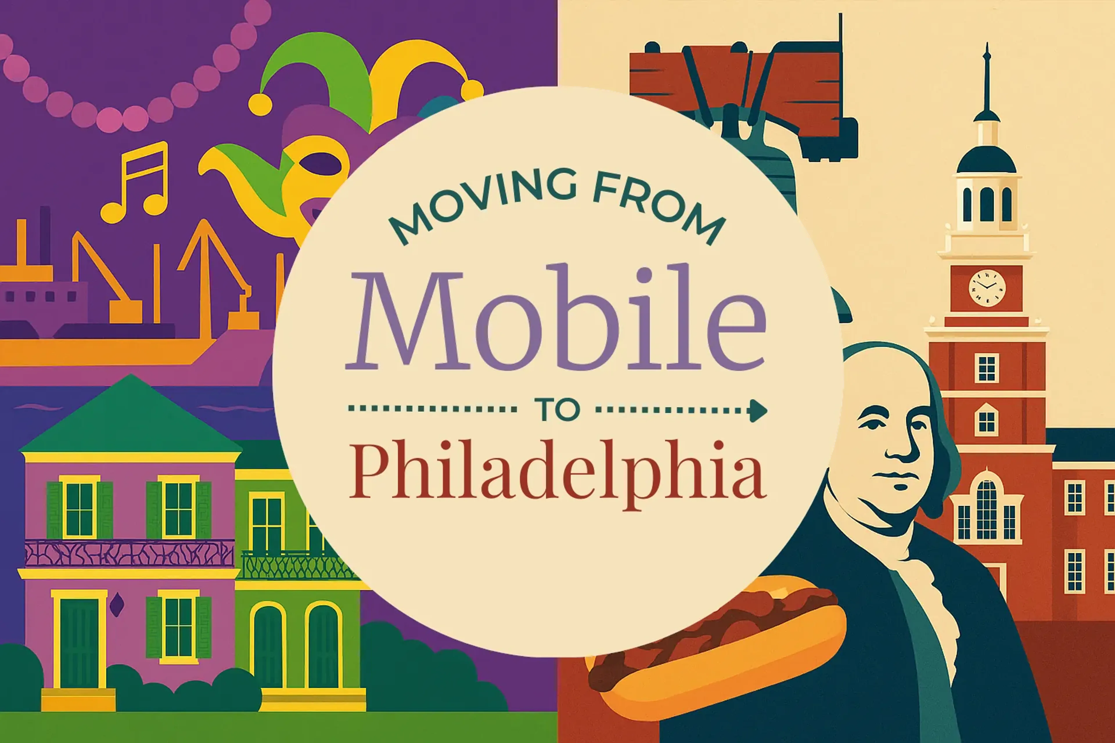 Side-by-side comparison of Mobile to Philadelphia moving companies