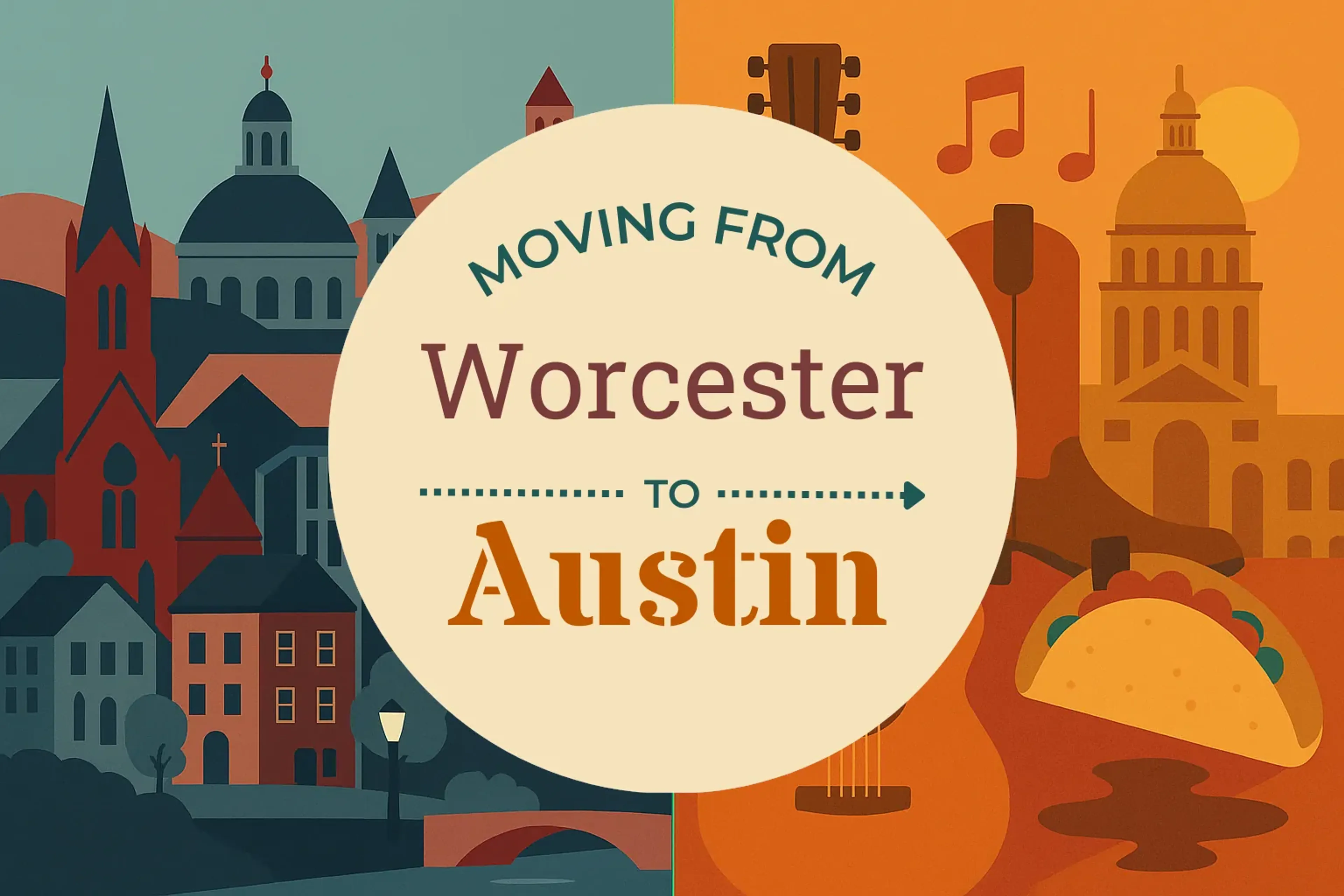 Side-by-side comparison of Worcester to Austin moving companies