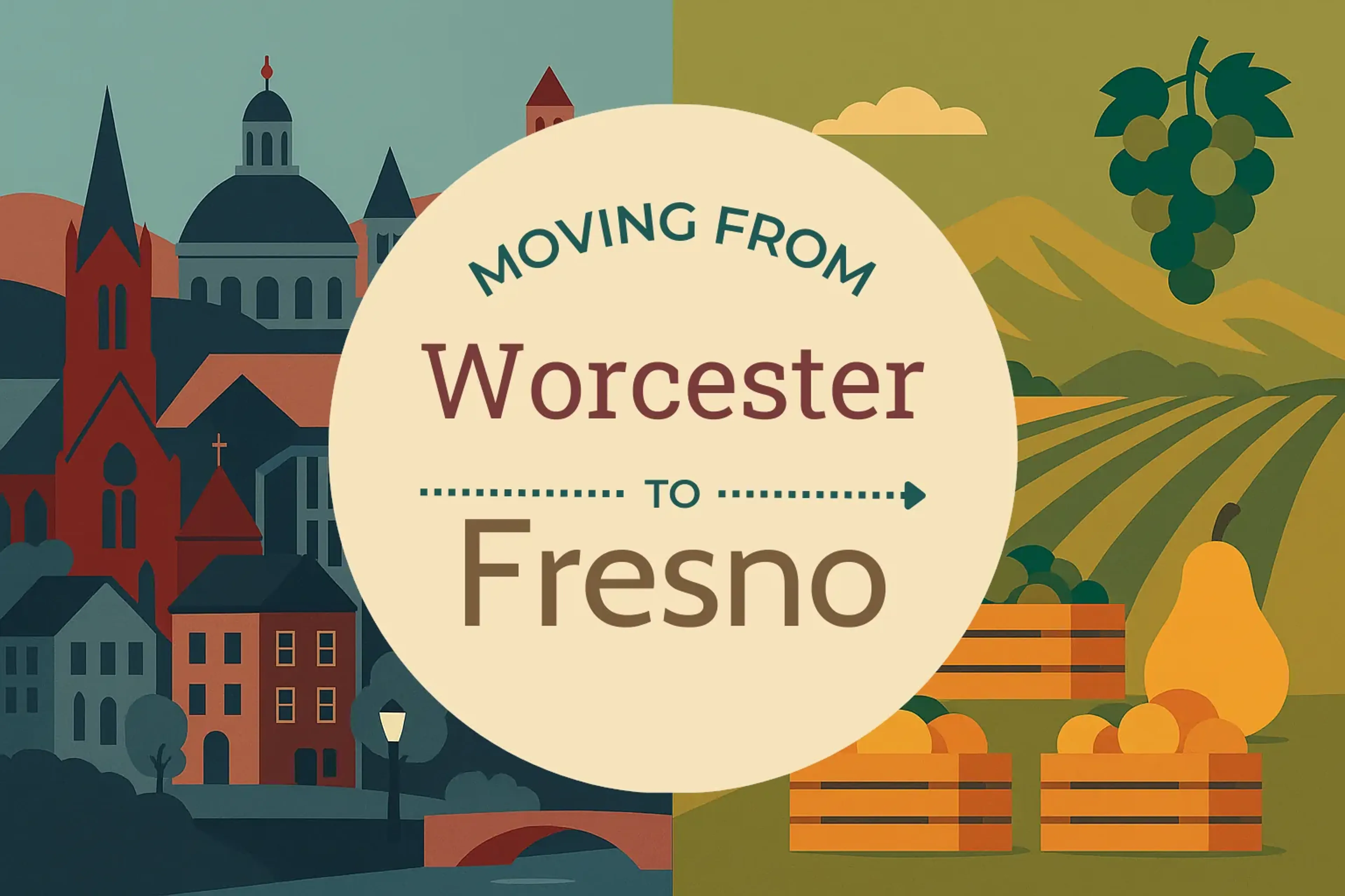 Side-by-side comparison of Worcester to Fresno moving companies
