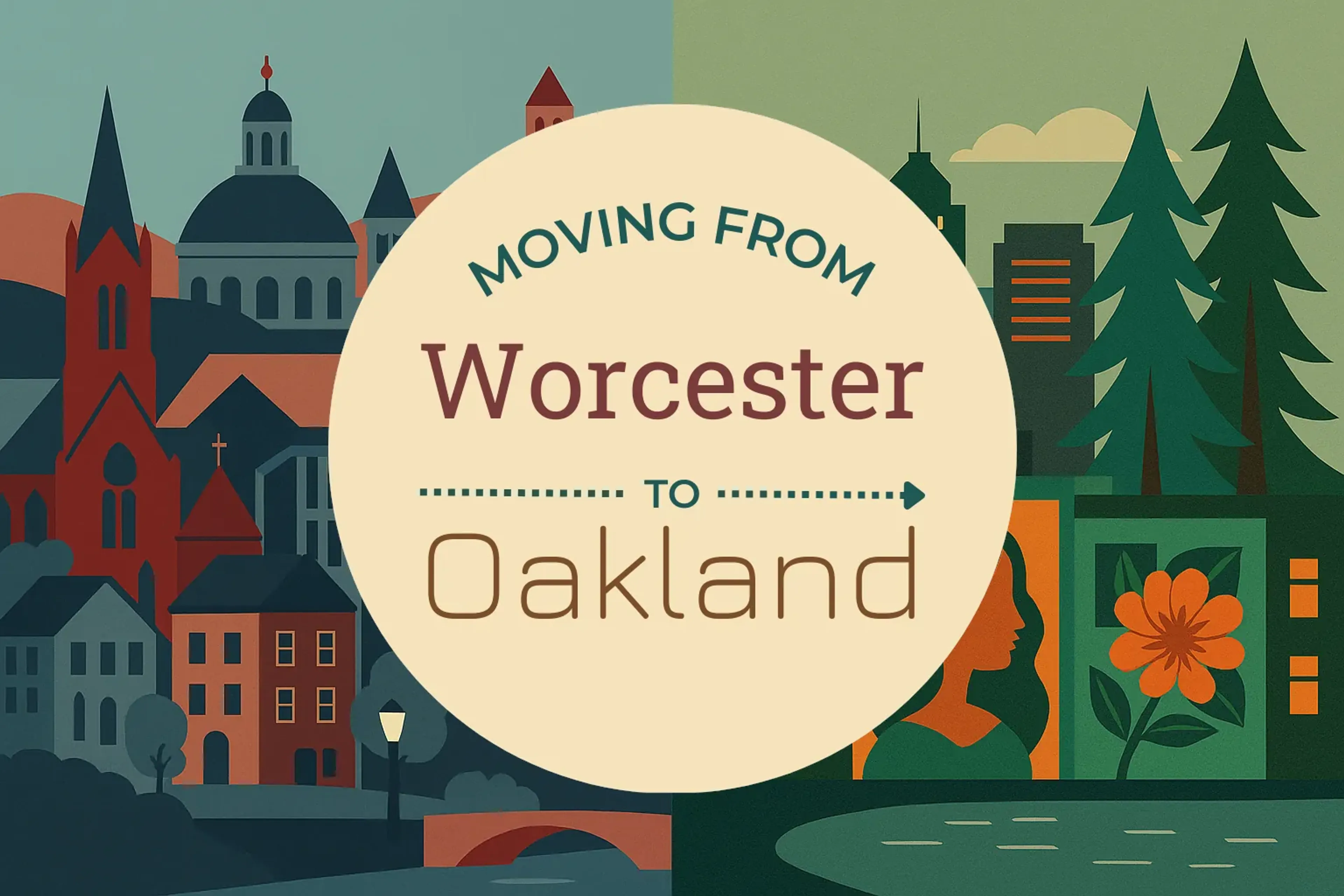 Side-by-side comparison of Worcester to Oakland moving companies